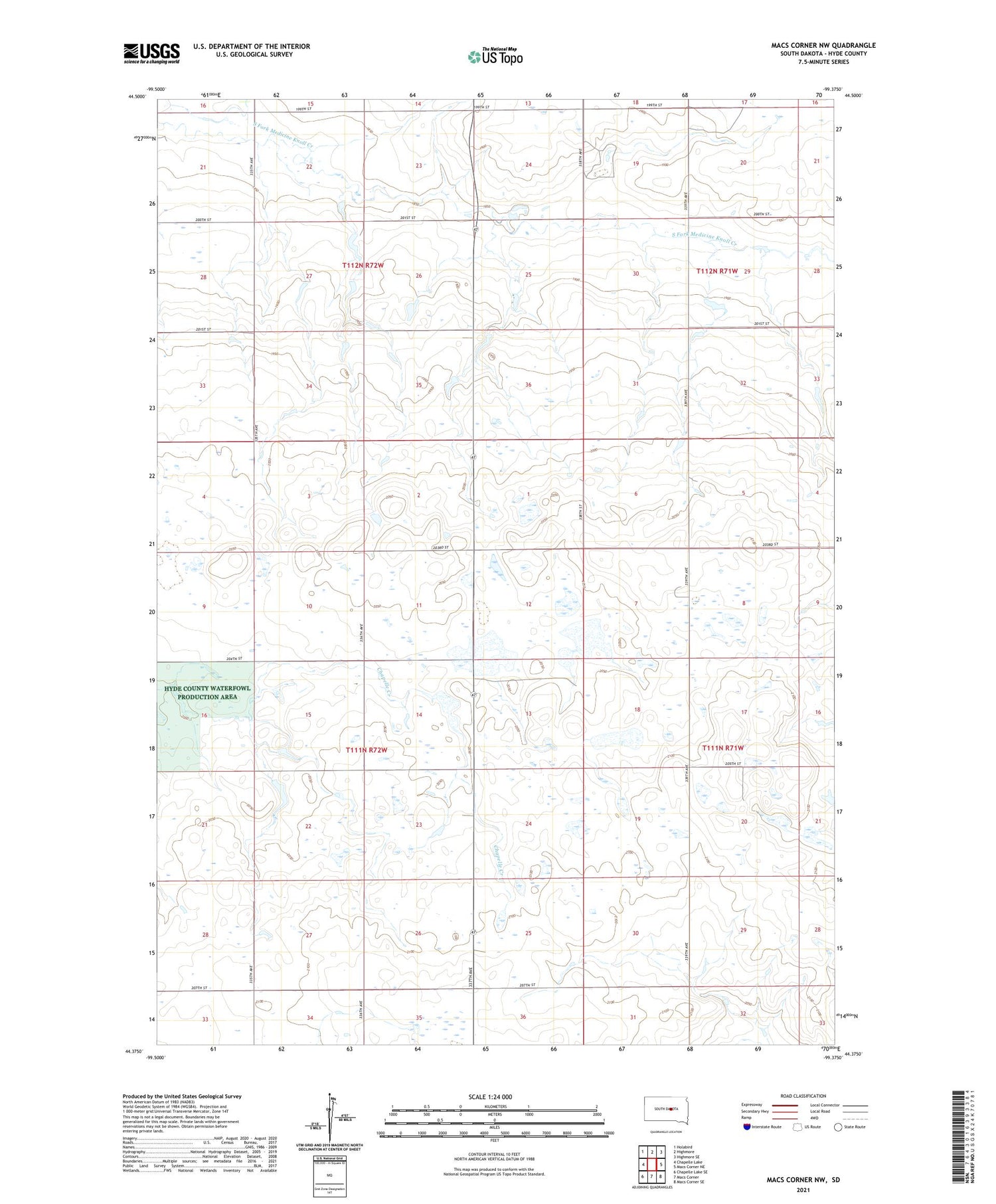 Macs Corner NW South Dakota US Topo Map Image