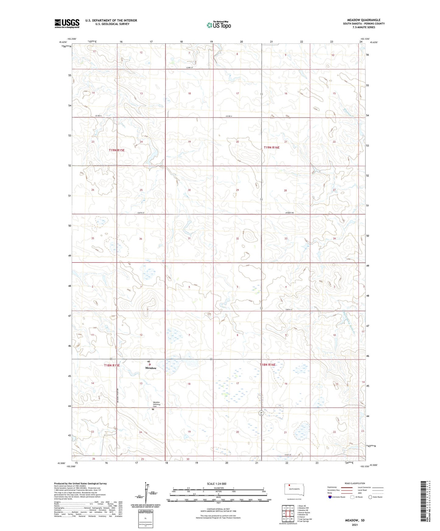 Meadow South Dakota US Topo Map Image