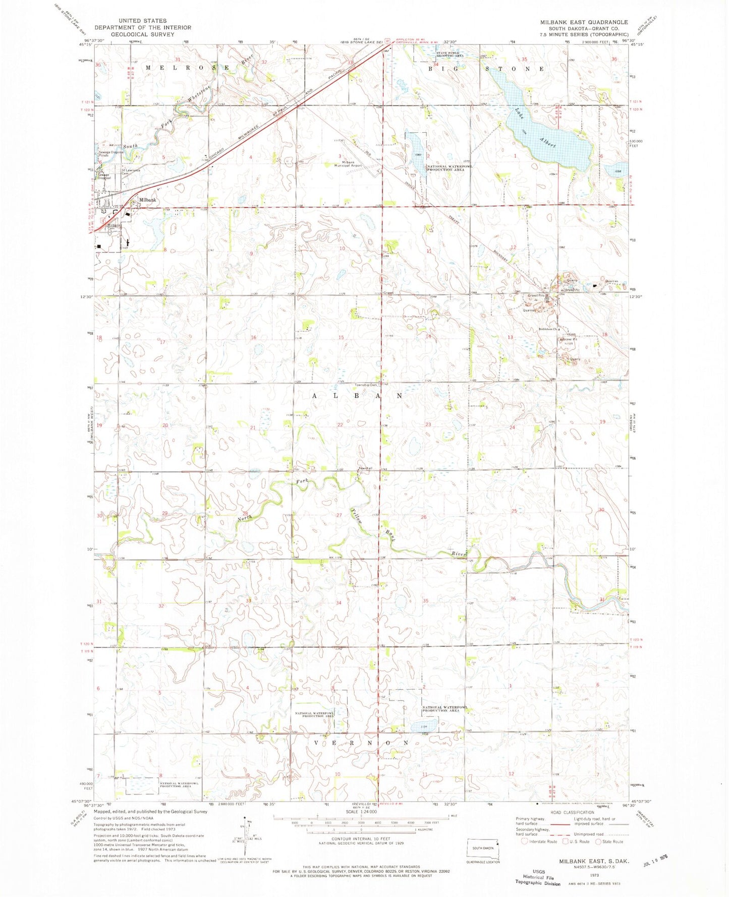 Classic USGS Milbank East South Dakota 7.5'x7.5' Topo Map Image