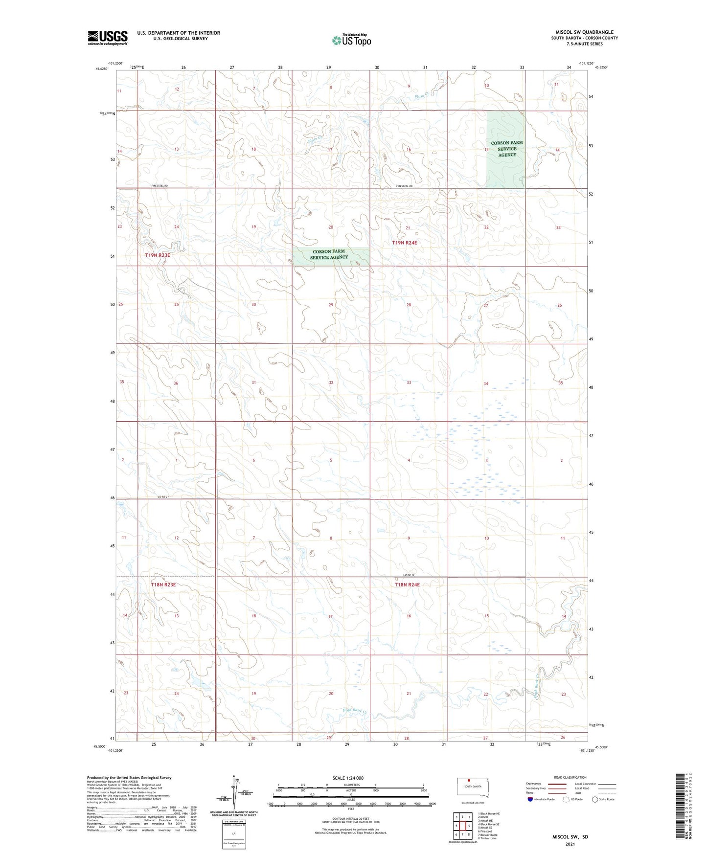 Miscol SW South Dakota US Topo Map Image