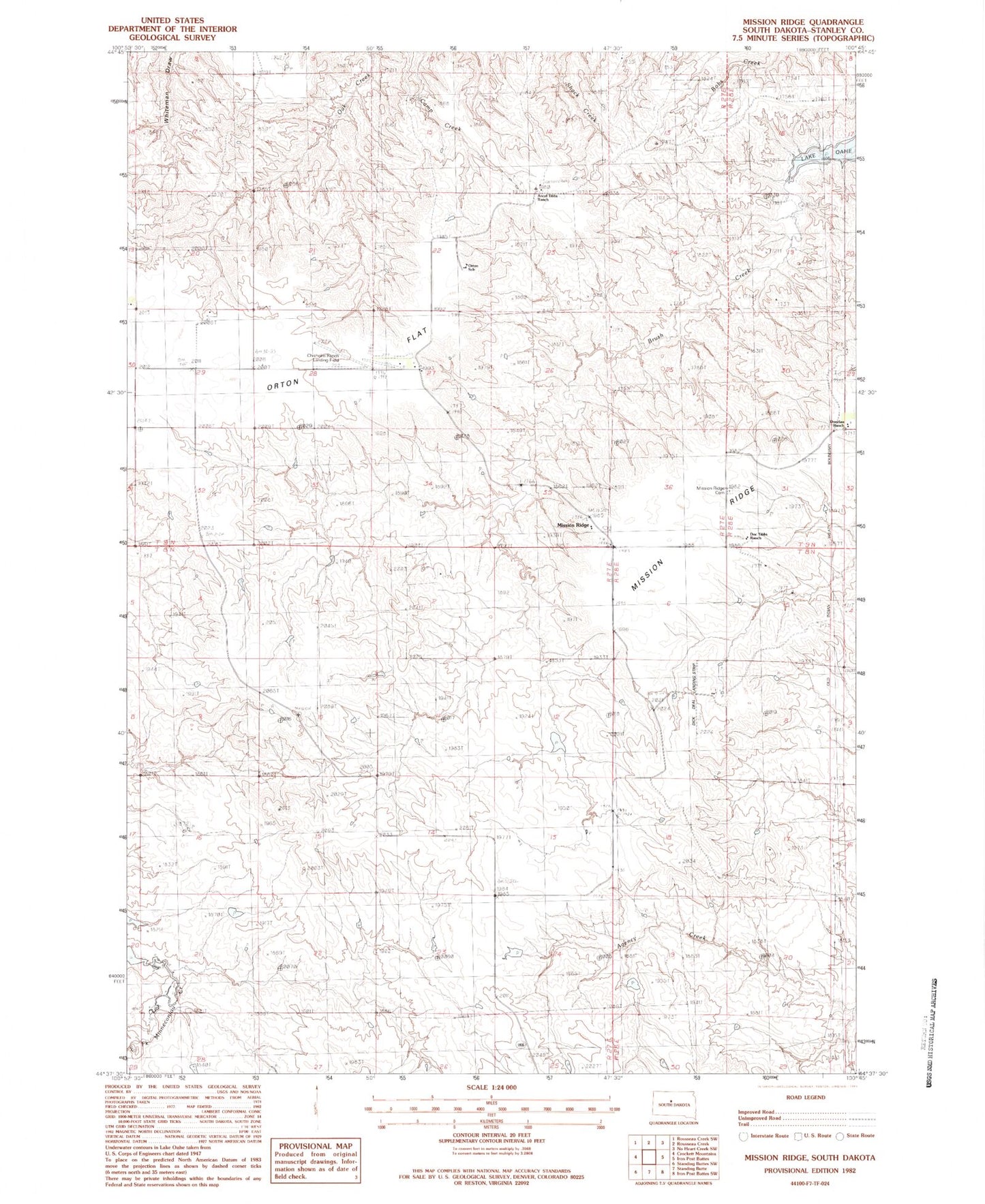 Classic USGS Mission Ridge South Dakota 7.5'x7.5' Topo Map Image