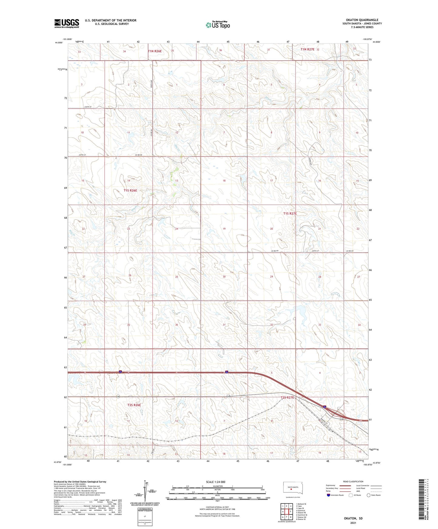Okaton South Dakota US Topo Map Image