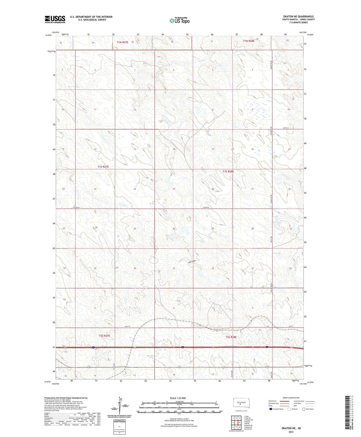 Okaton NE South Dakota US Topo Map Image