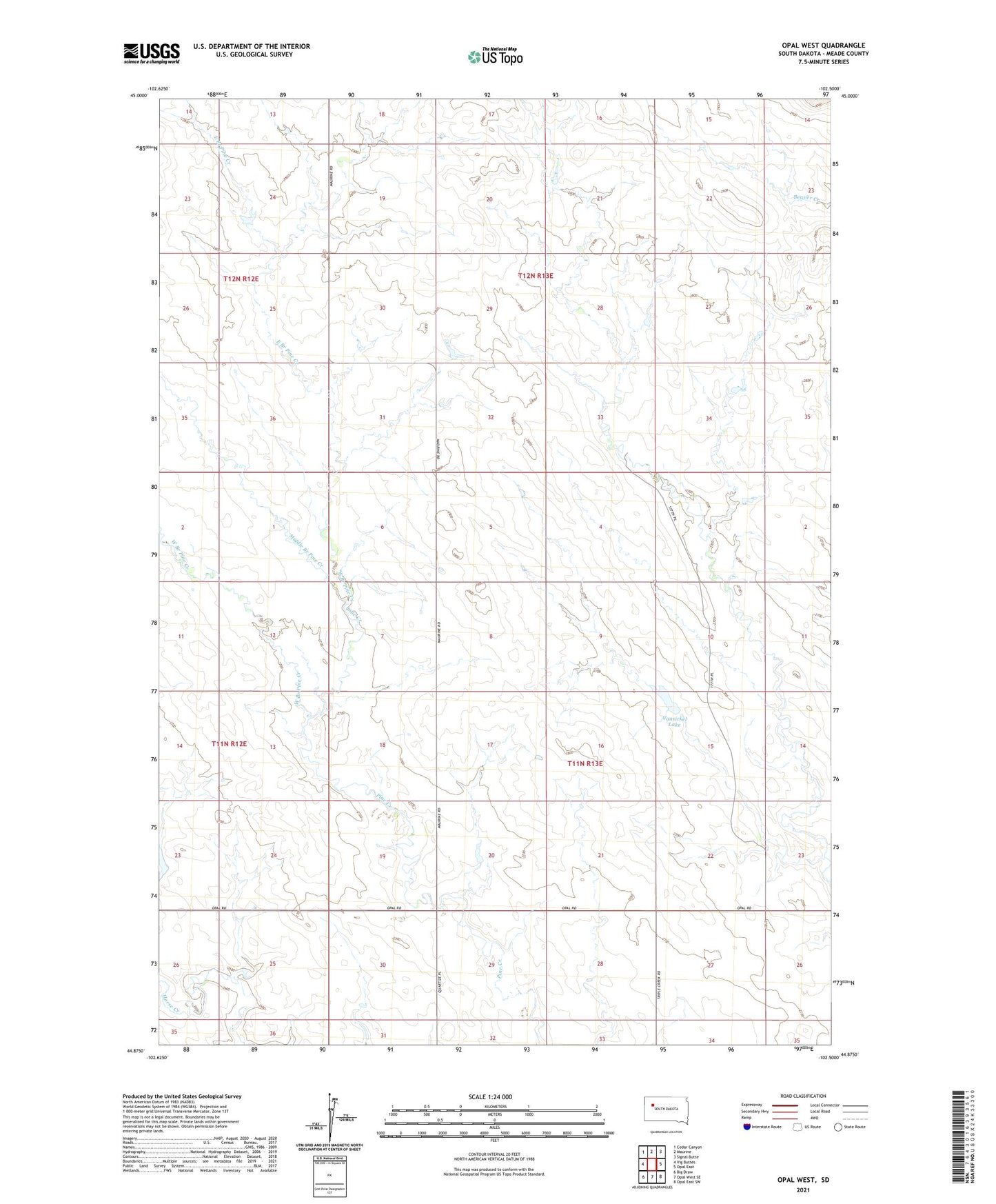 Opal West South Dakota US Topo Map Image
