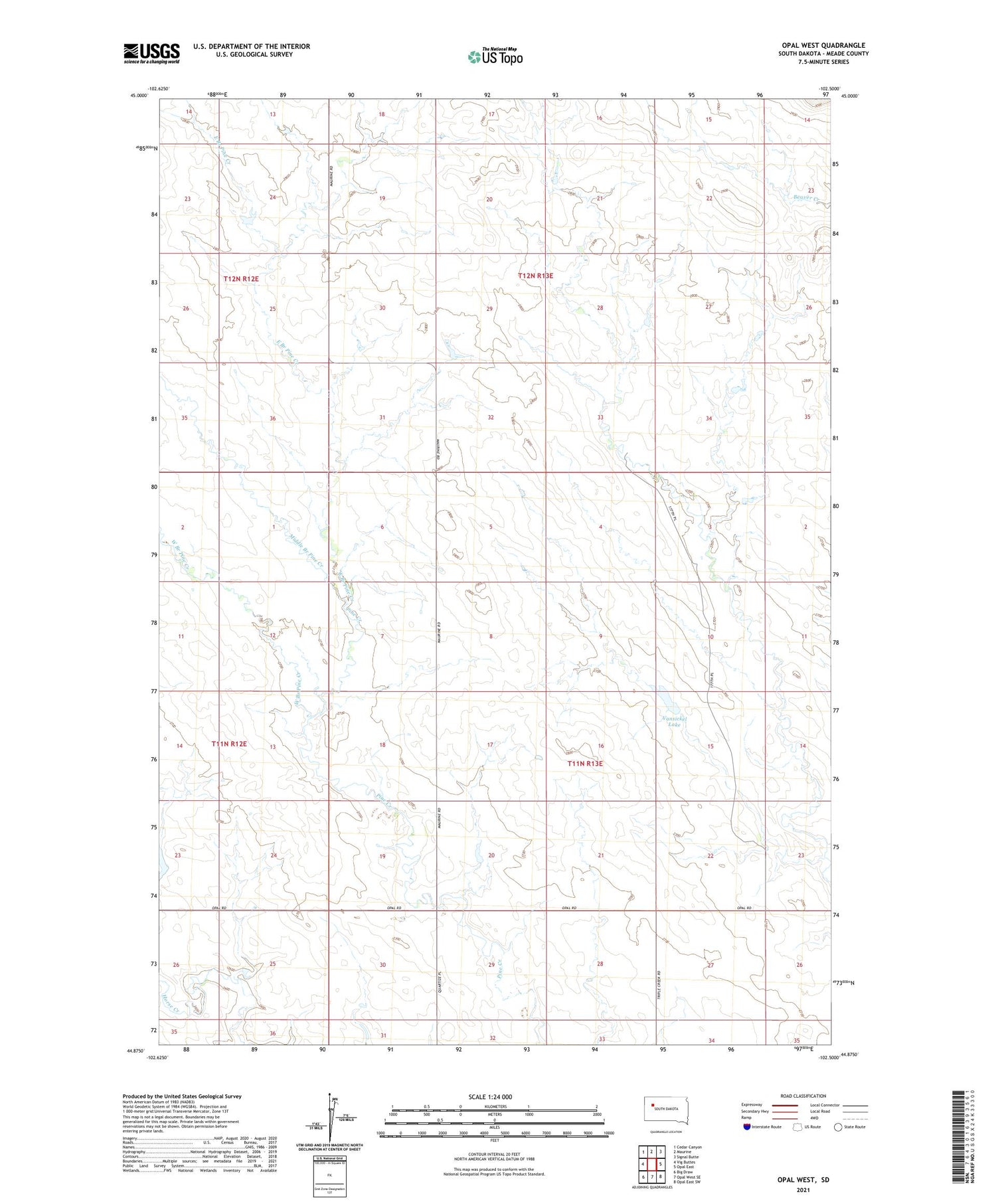 Opal West South Dakota US Topo Map Image