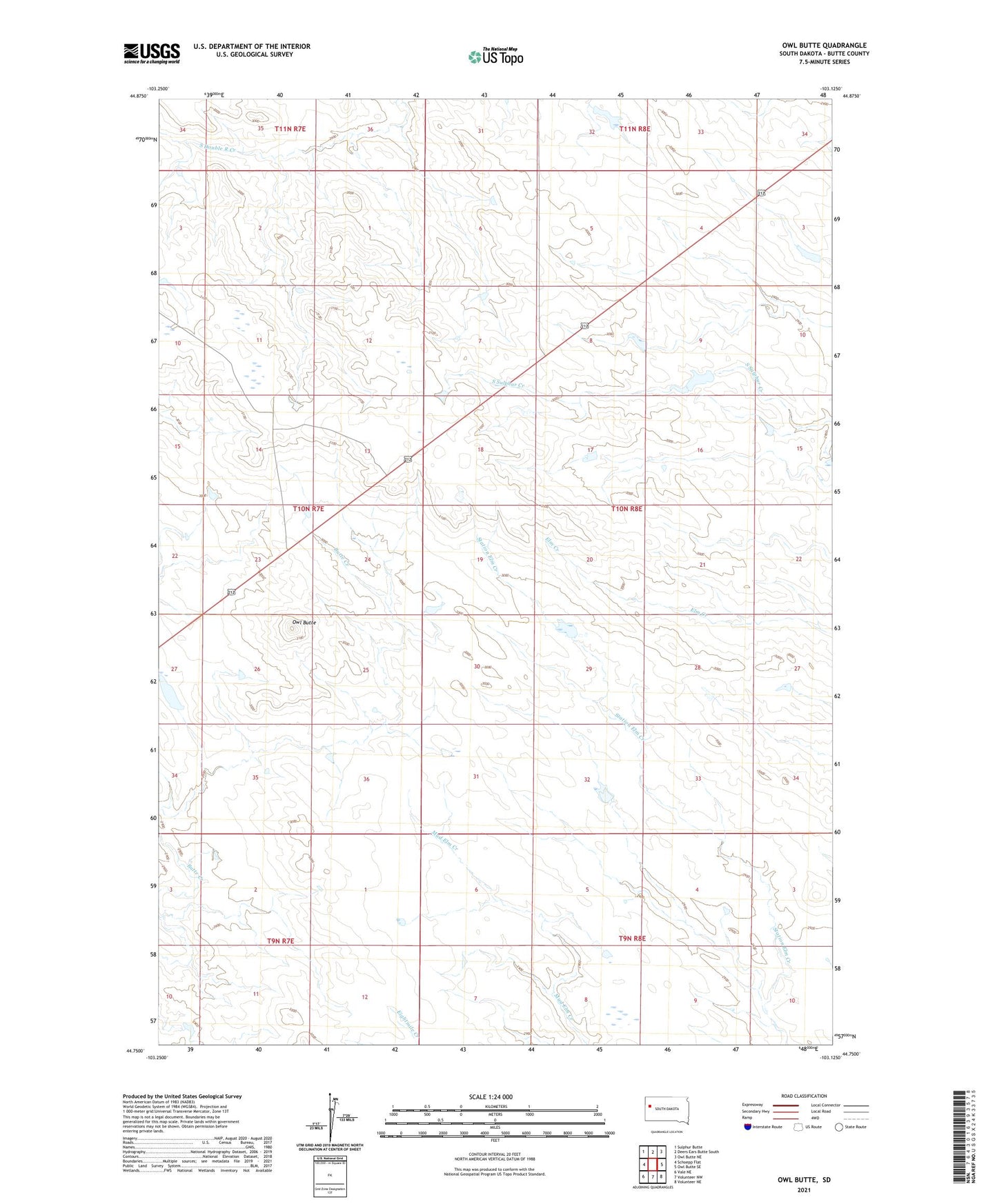 Owl Butte South Dakota US Topo Map Image