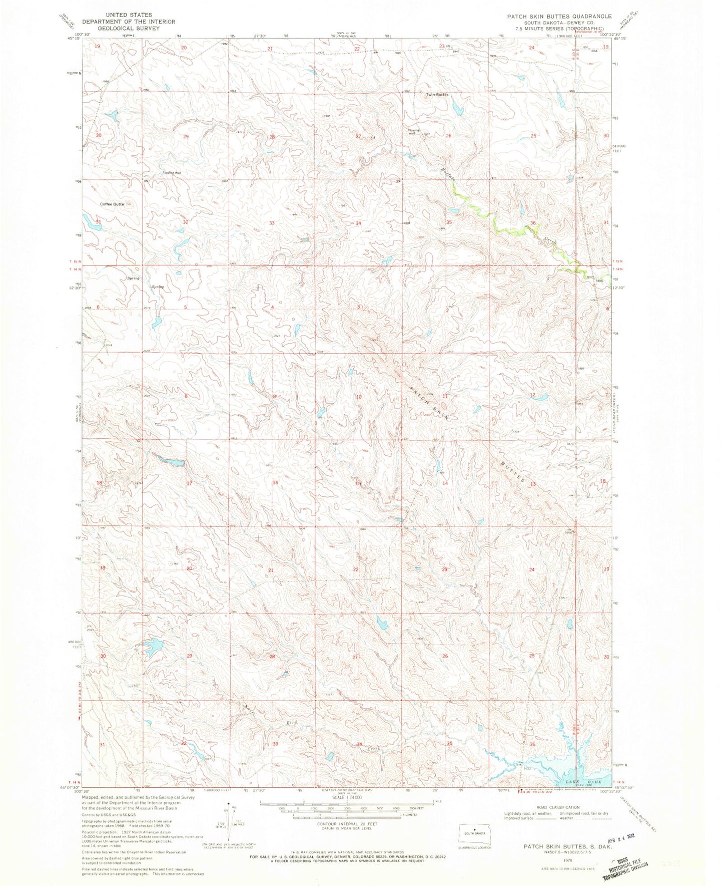 Classic USGS Patch Skin Buttes South Dakota 7.5'x7.5' Topo Map Image
