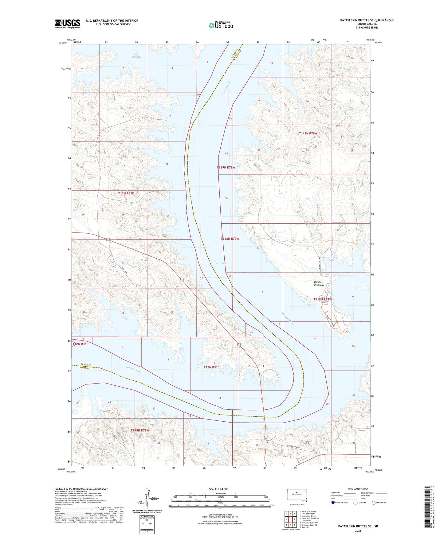 Patch Skin Buttes SE South Dakota US Topo Map Image