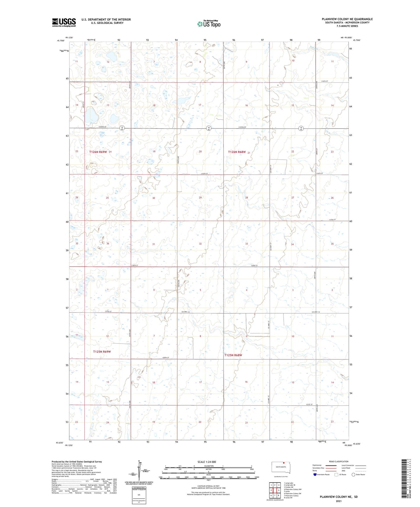 Plainview Colony NE South Dakota US Topo Map Image