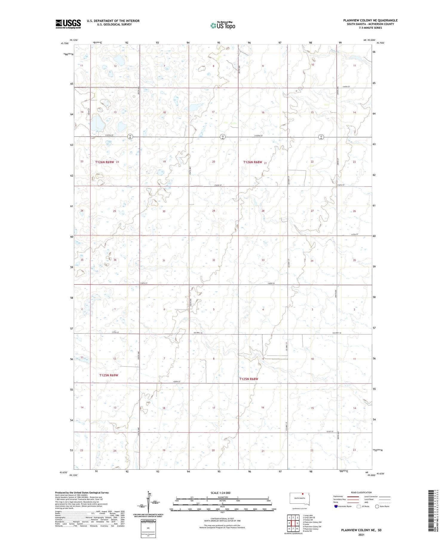 Plainview Colony NE South Dakota US Topo Map Image