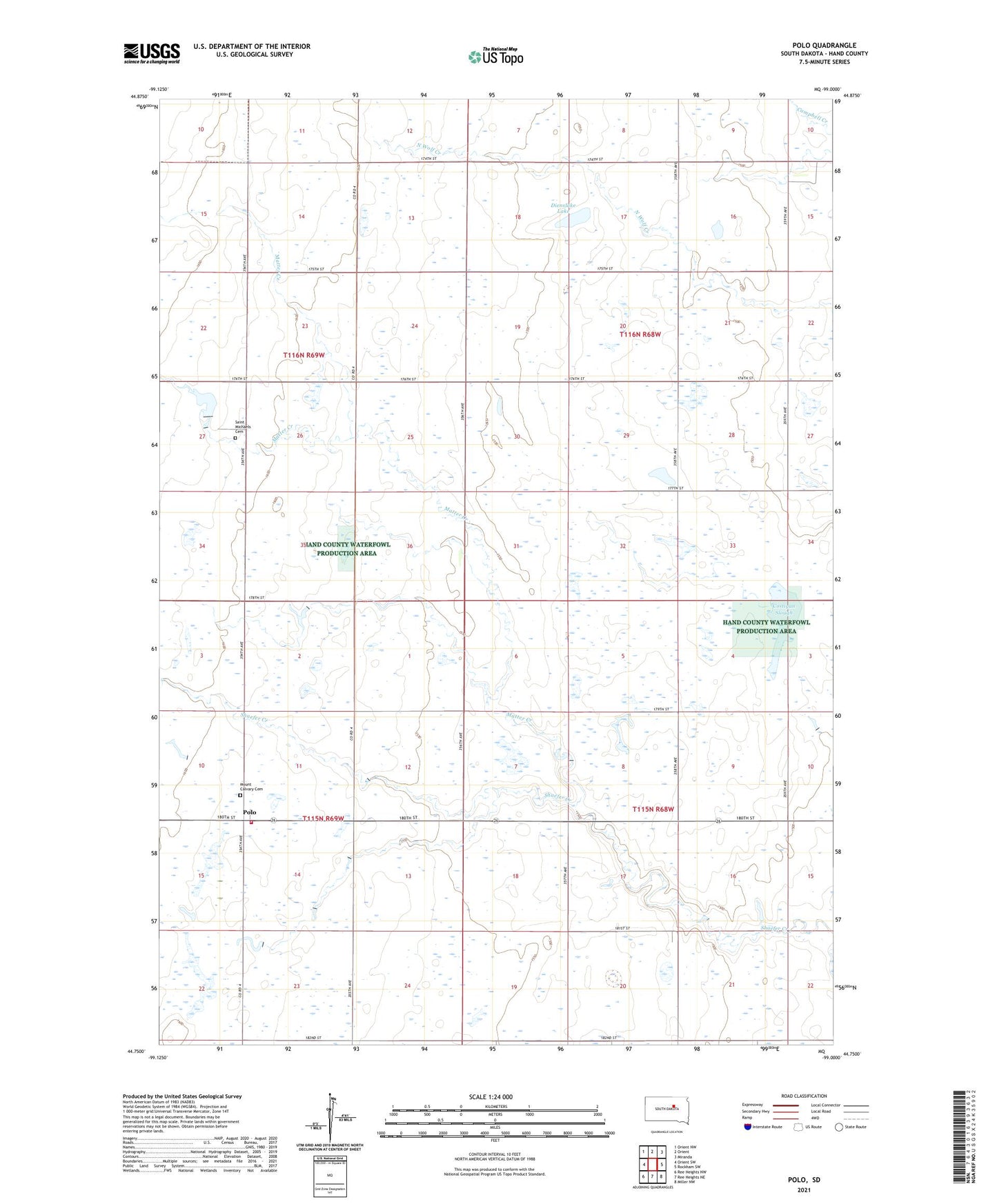 Polo South Dakota US Topo Map Image