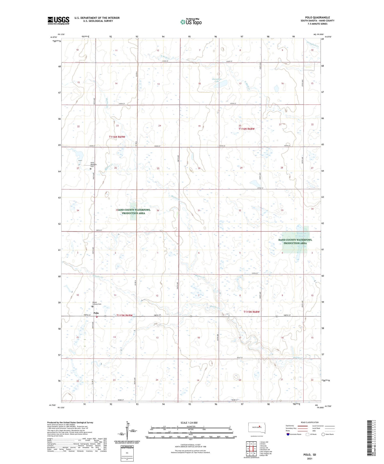 Polo South Dakota US Topo Map Image