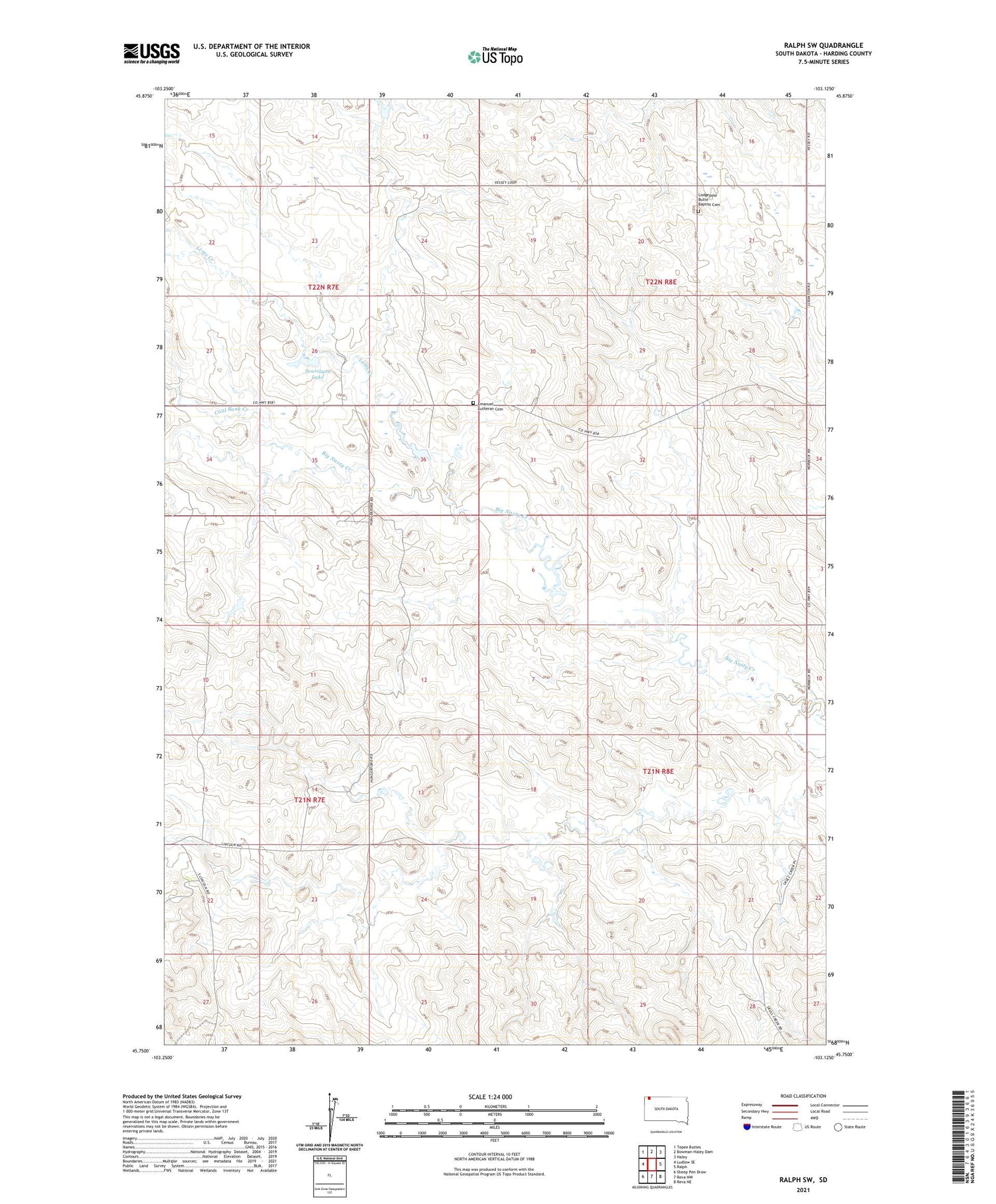 Ralph SW South Dakota US Topo Map Image