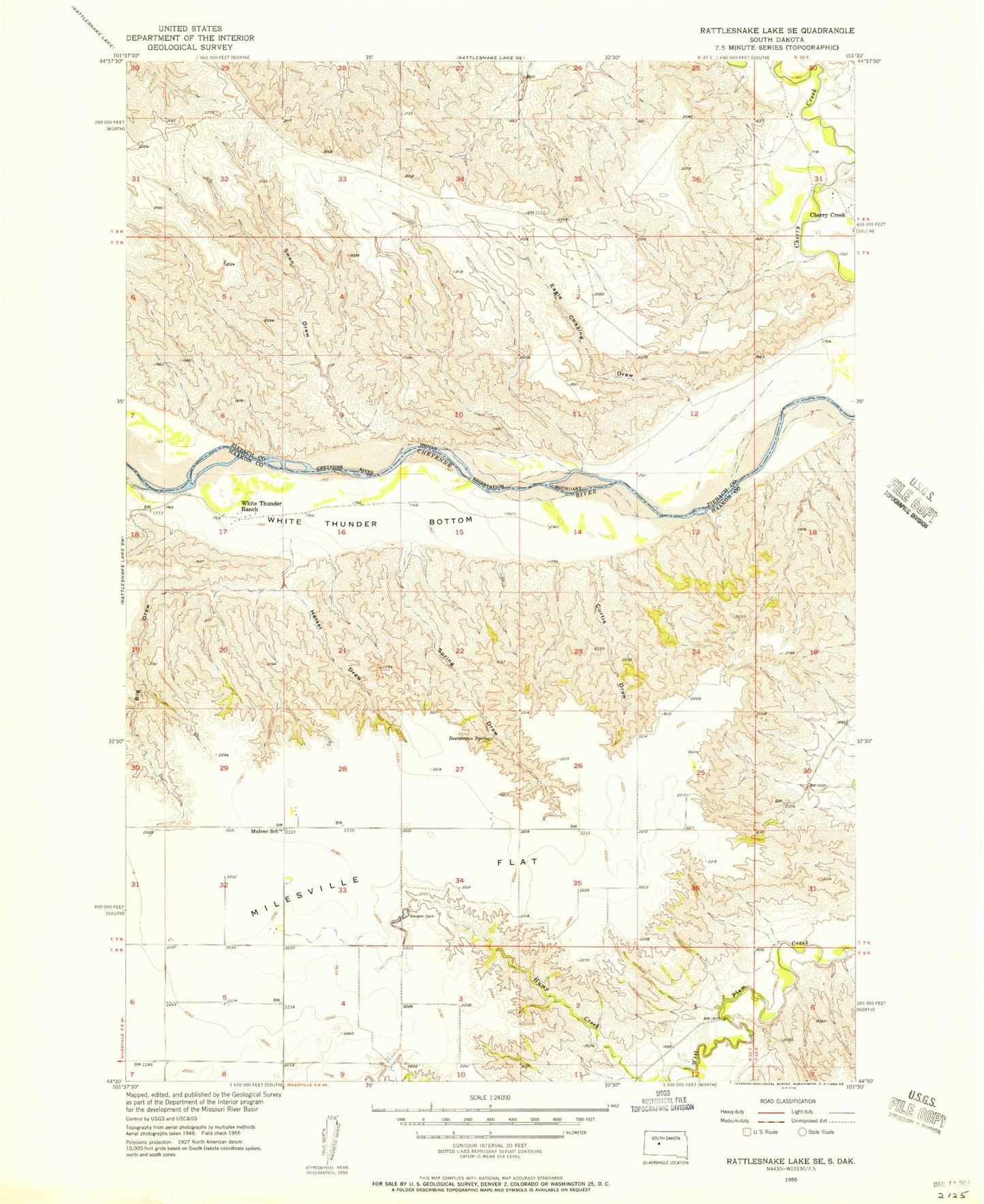 Classic USGS Rattlesnake Lake SE South Dakota 7.5'x7.5' Topo Map Image