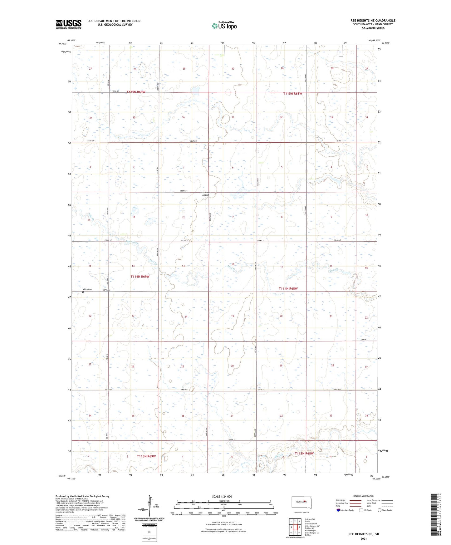 Ree Heights NE South Dakota US Topo Map Image