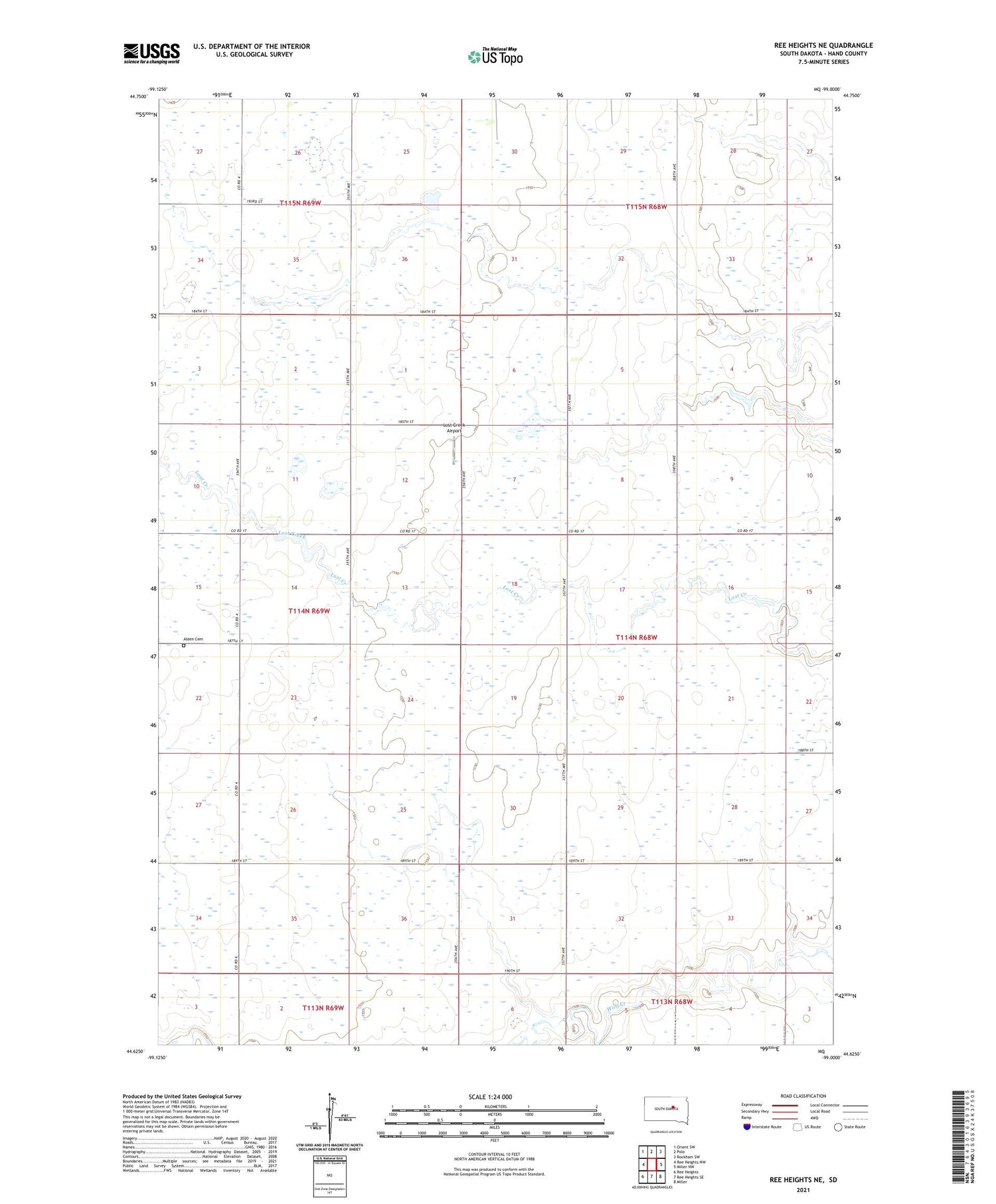 Ree Heights NE South Dakota US Topo Map Image