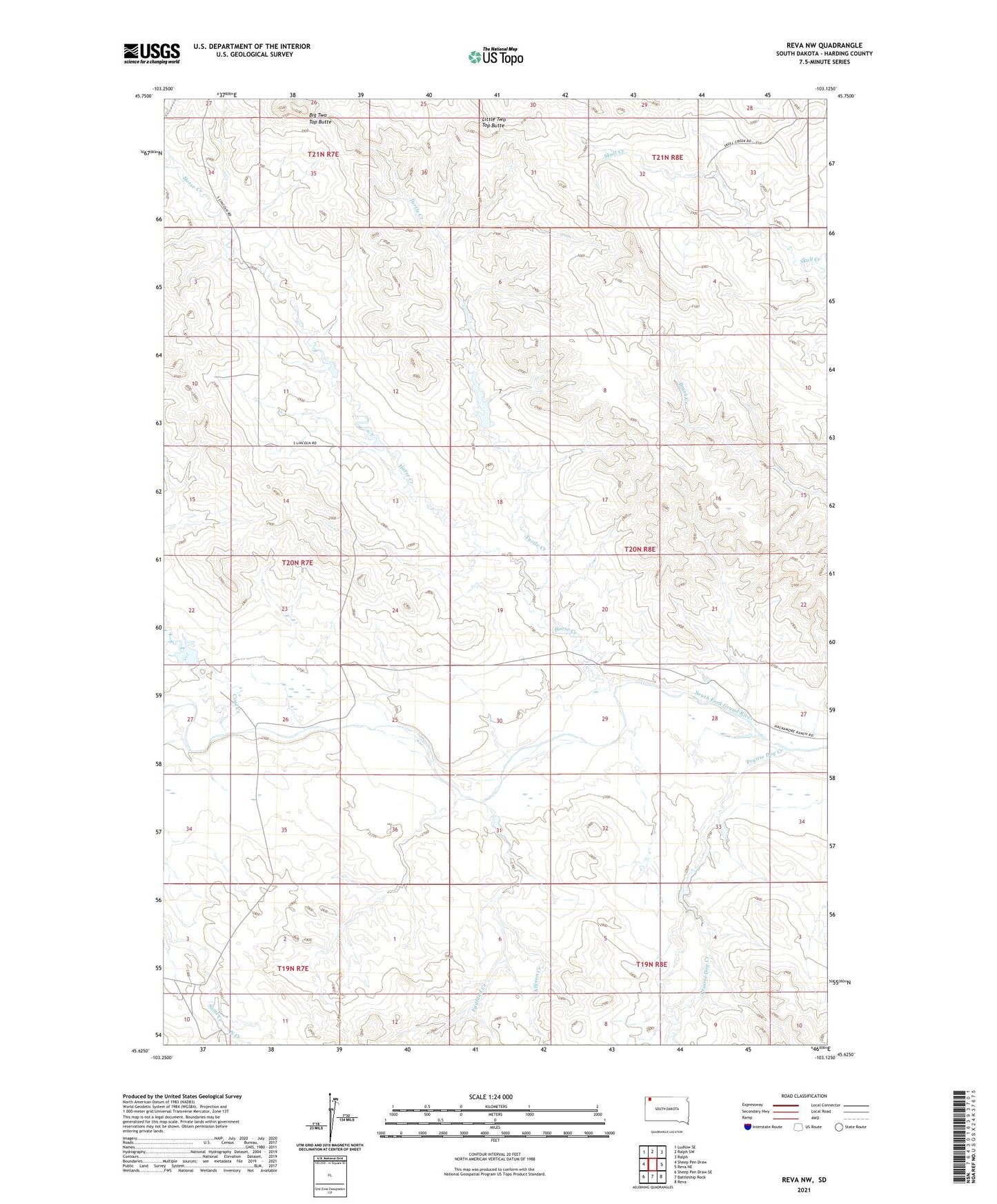 Reva NW South Dakota US Topo Map Image