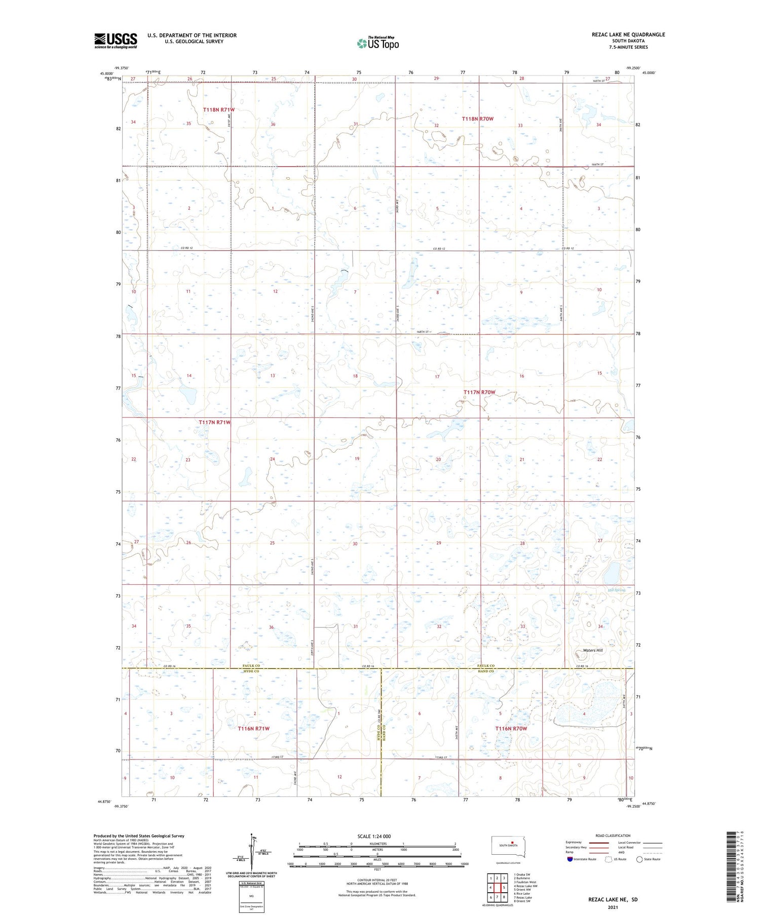 Rezac Lake NE South Dakota US Topo Map Image