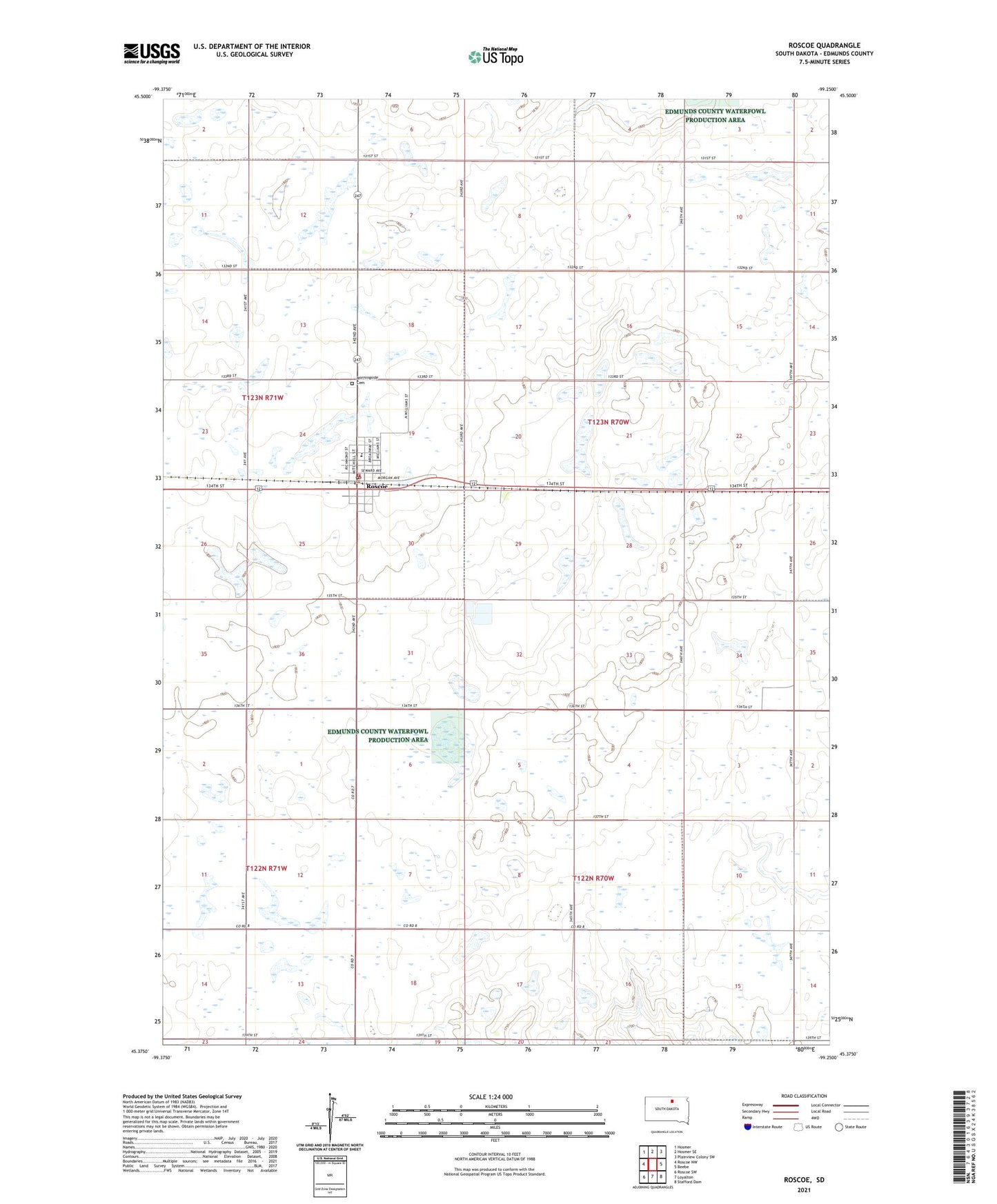 Roscoe South Dakota US Topo Map Image