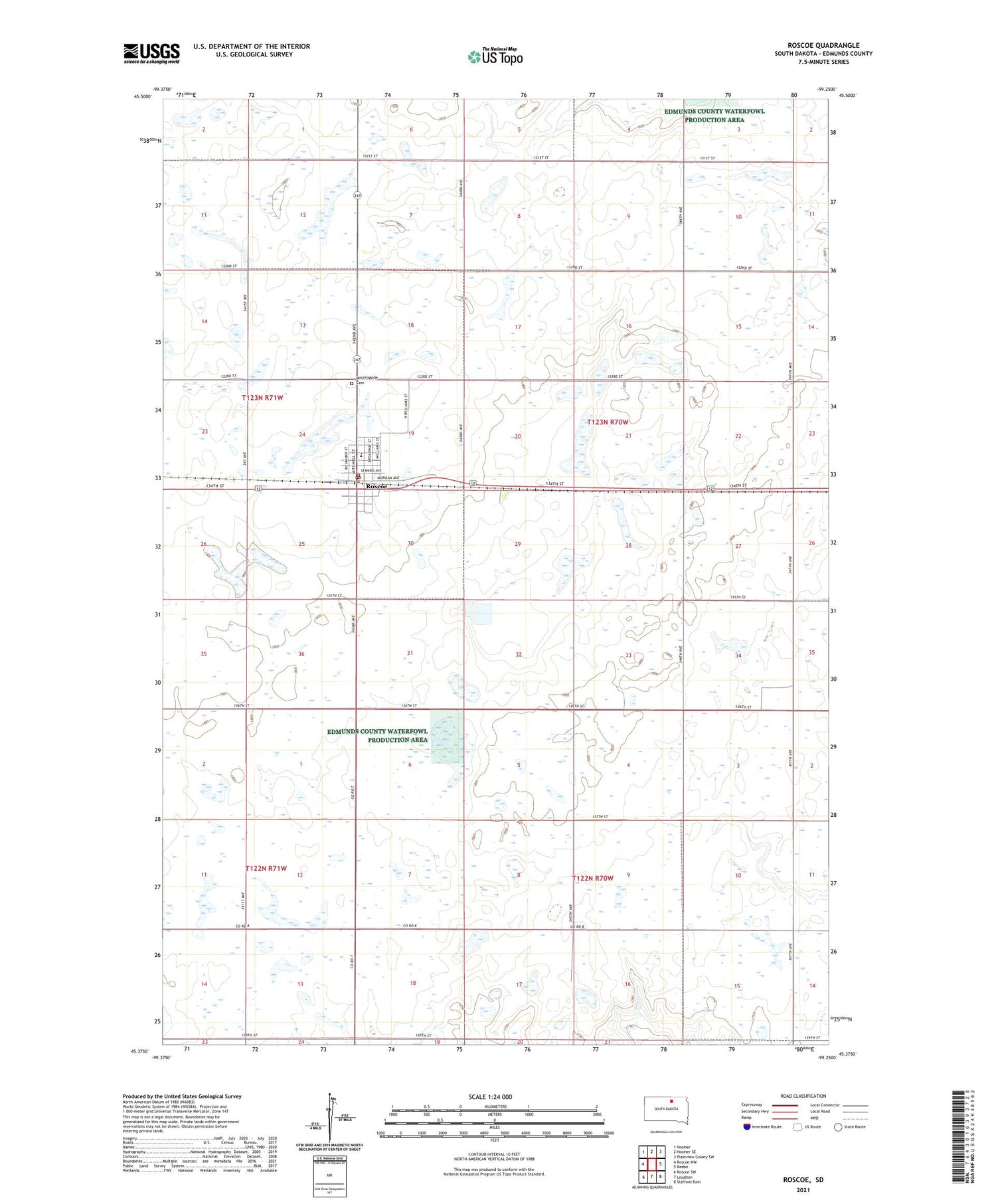 Roscoe South Dakota US Topo Map Image