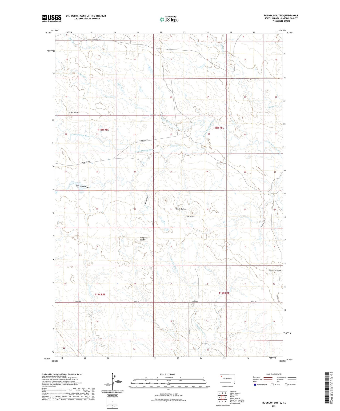 Roundup Butte South Dakota US Topo Map Image