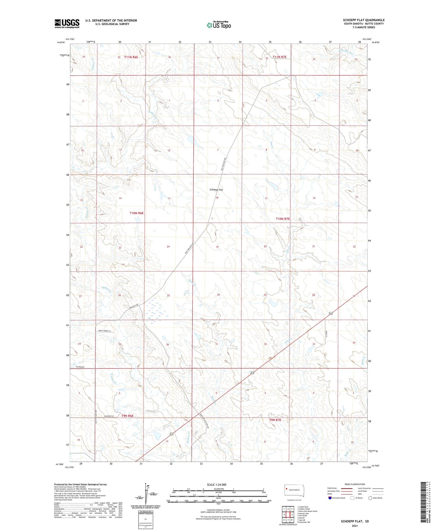 Schoepp Flat South Dakota US Topo Map Image