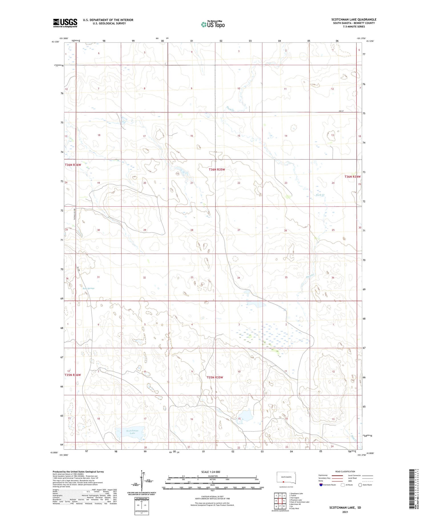Scotchman Lake South Dakota US Topo Map Image