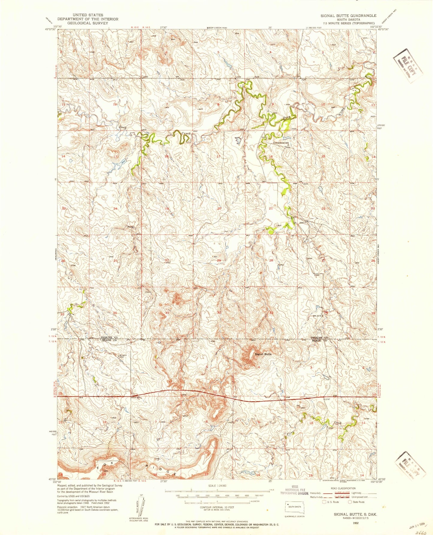 Classic USGS Signal Butte South Dakota 7.5'x7.5' Topo Map Image