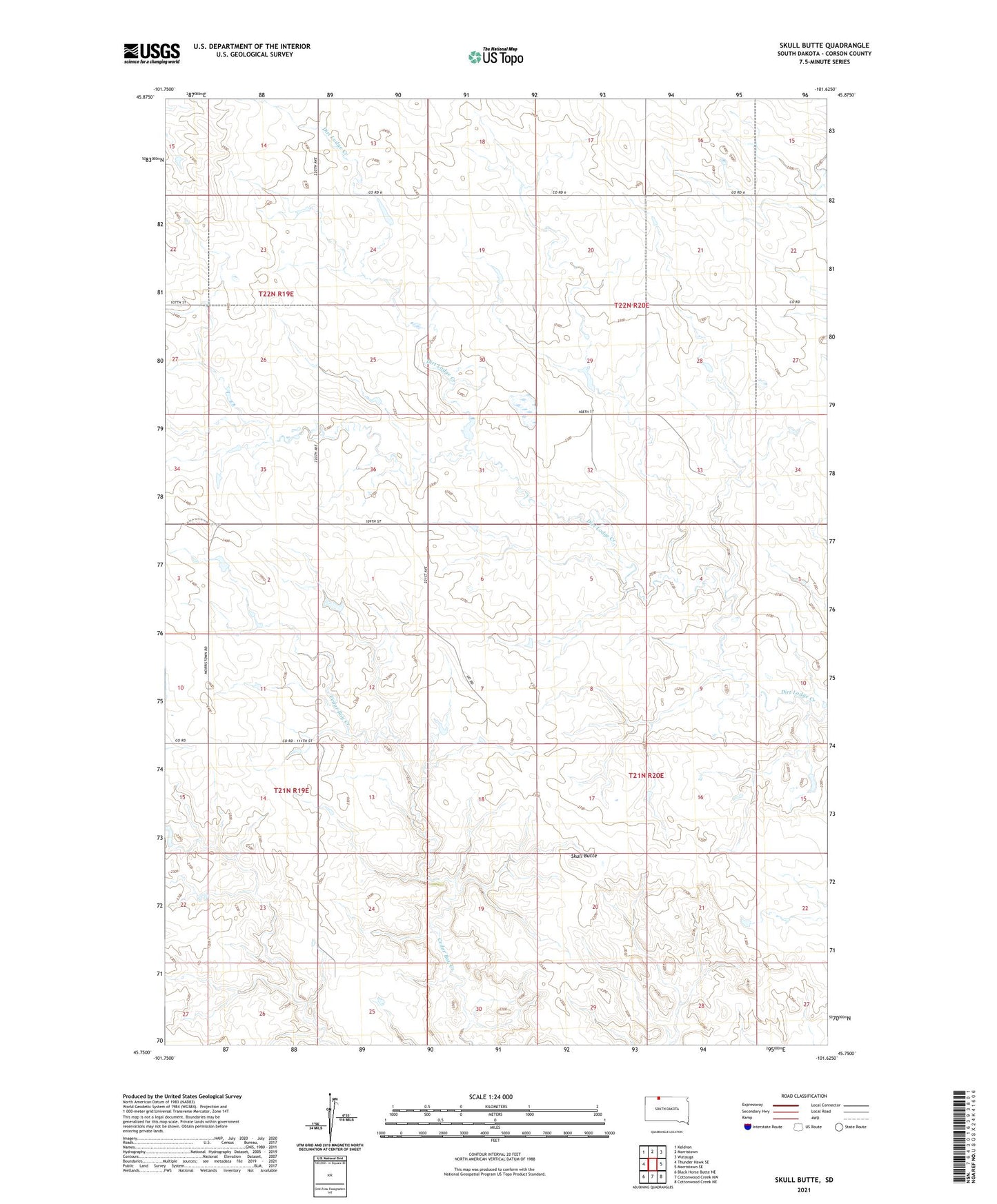 Skull Butte South Dakota US Topo Map Image