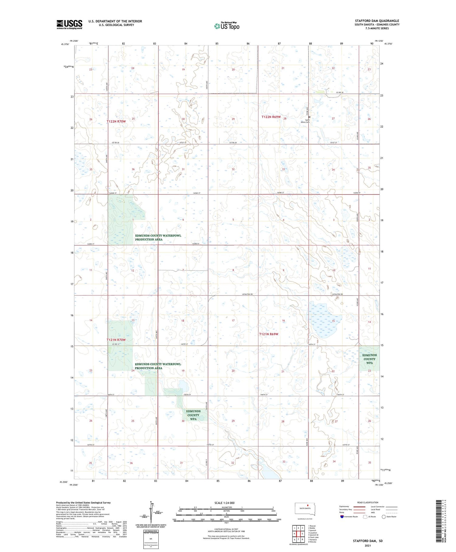 Stafford Dam South Dakota US Topo Map Image