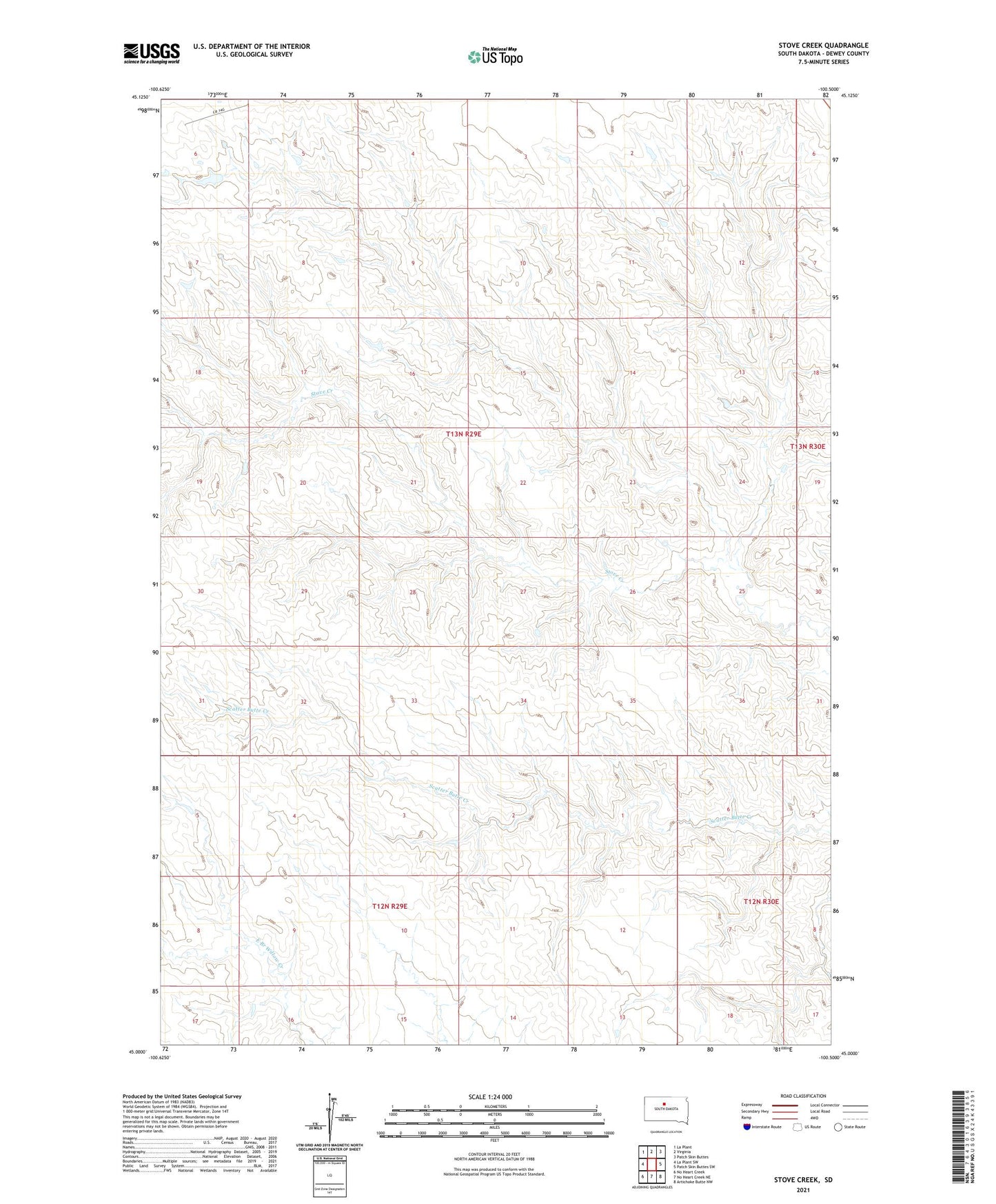 Stove Creek South Dakota US Topo Map Image