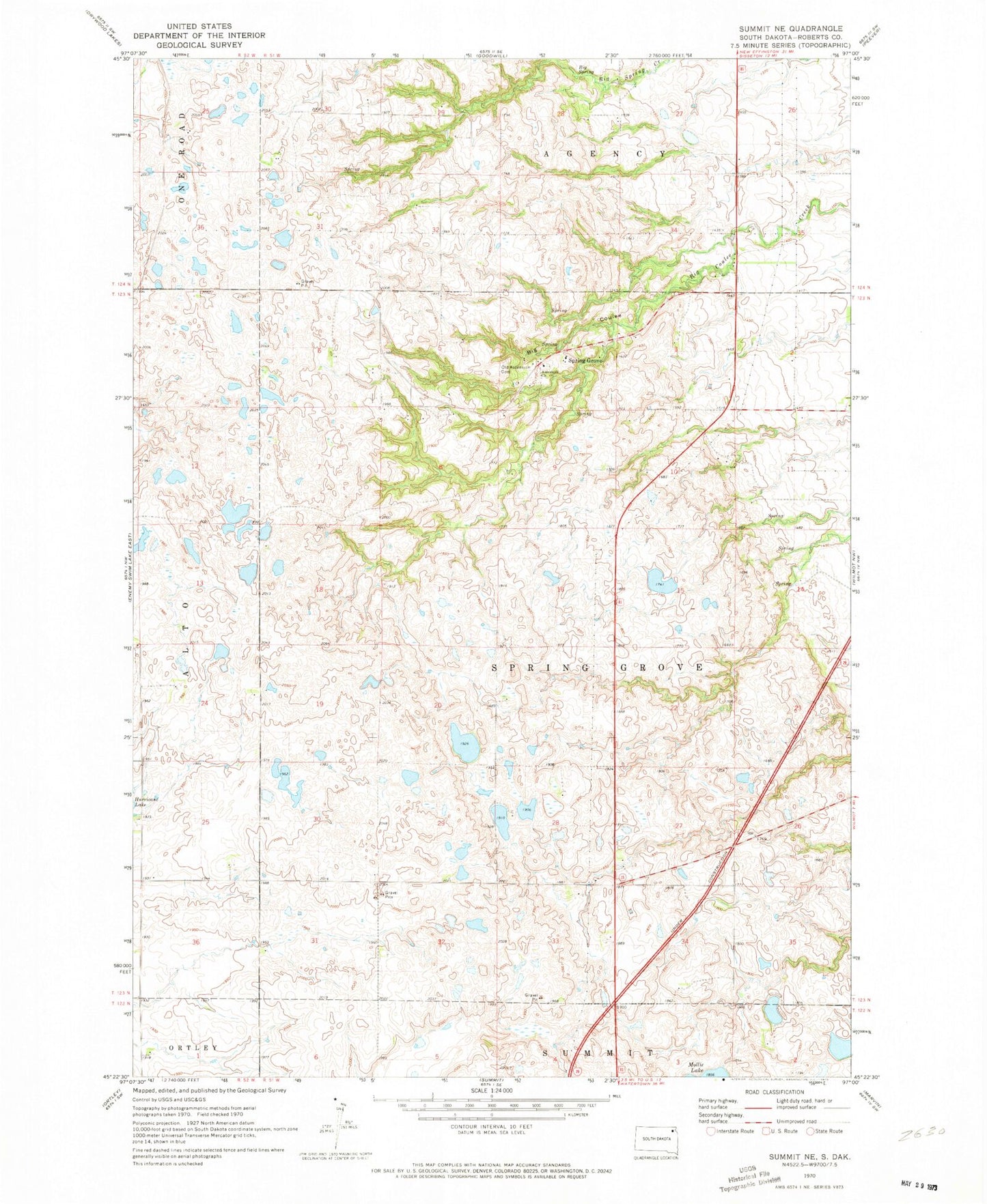 Classic USGS Summit NE South Dakota 7.5'x7.5' Topo Map Image