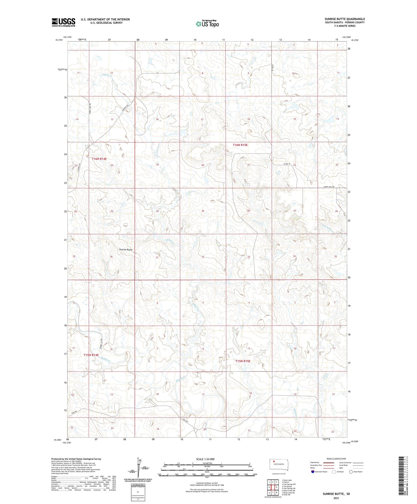 Sunrise Butte South Dakota US Topo Map Image