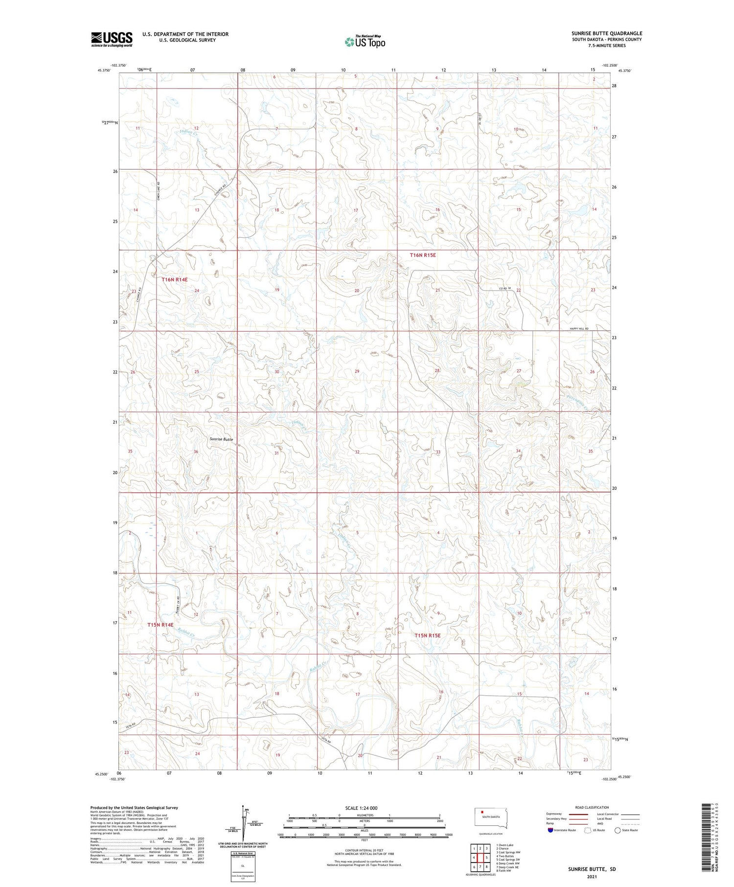 Sunrise Butte South Dakota US Topo Map Image