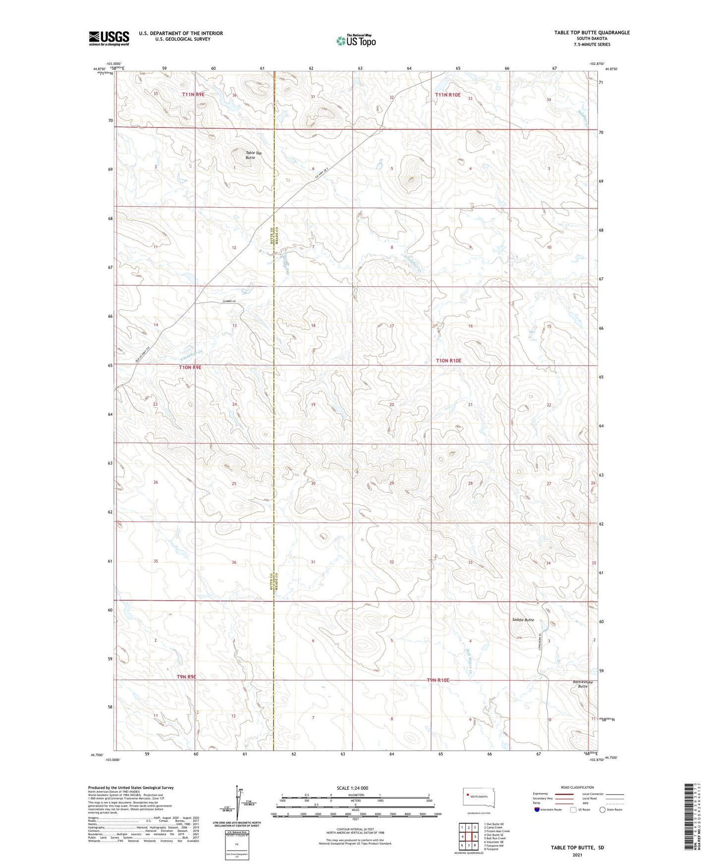 Table Top Butte South Dakota US Topo Map Image