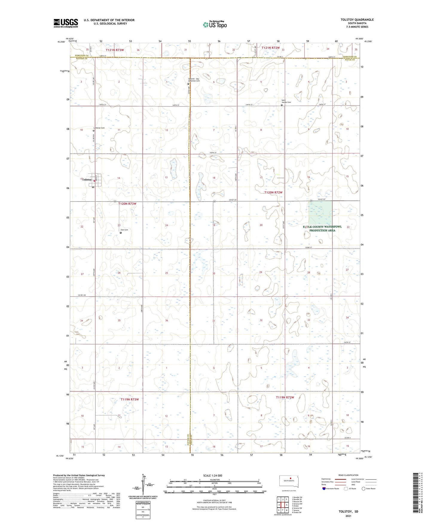Tolstoy South Dakota US Topo Map Image