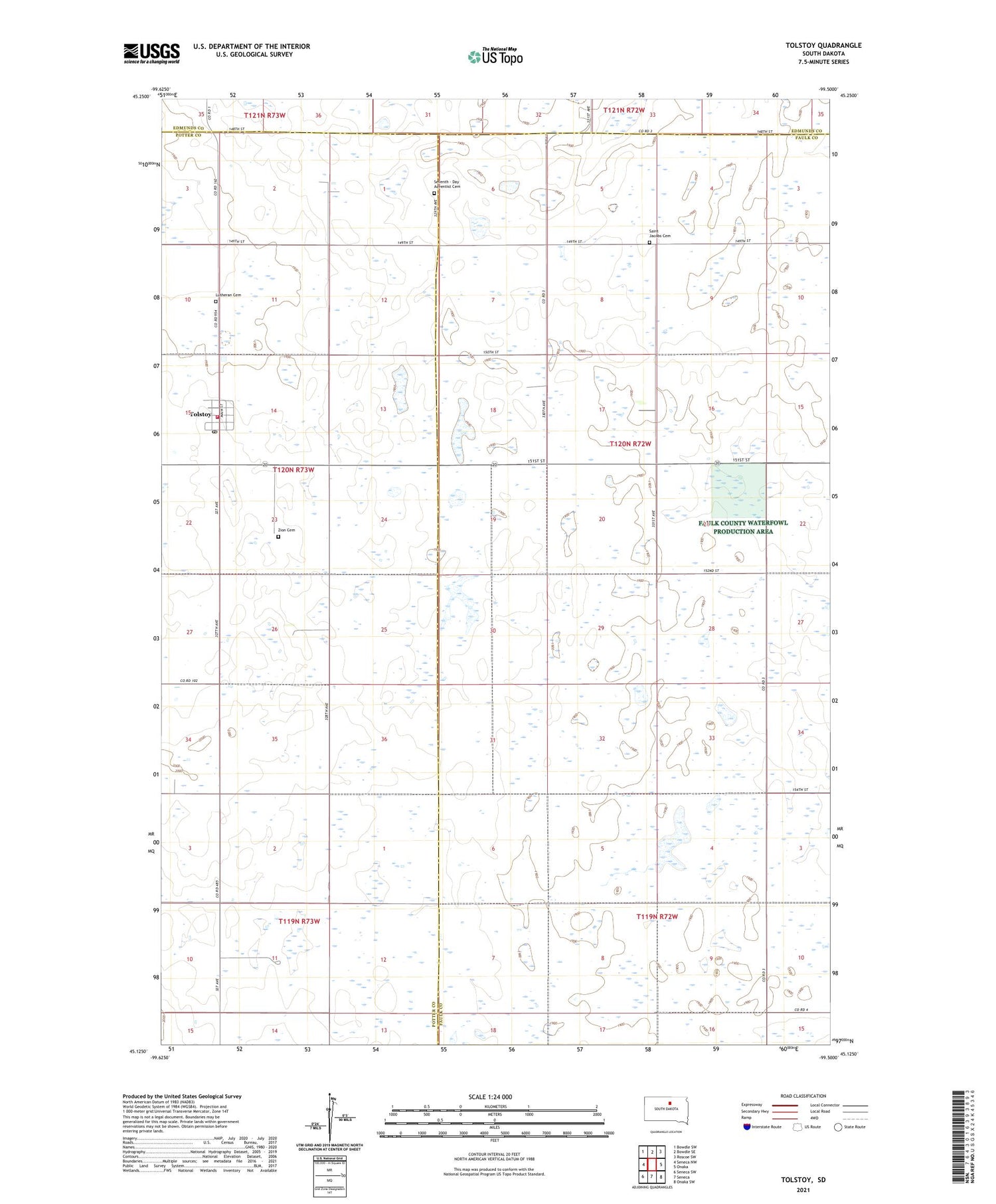 Tolstoy South Dakota US Topo Map Image