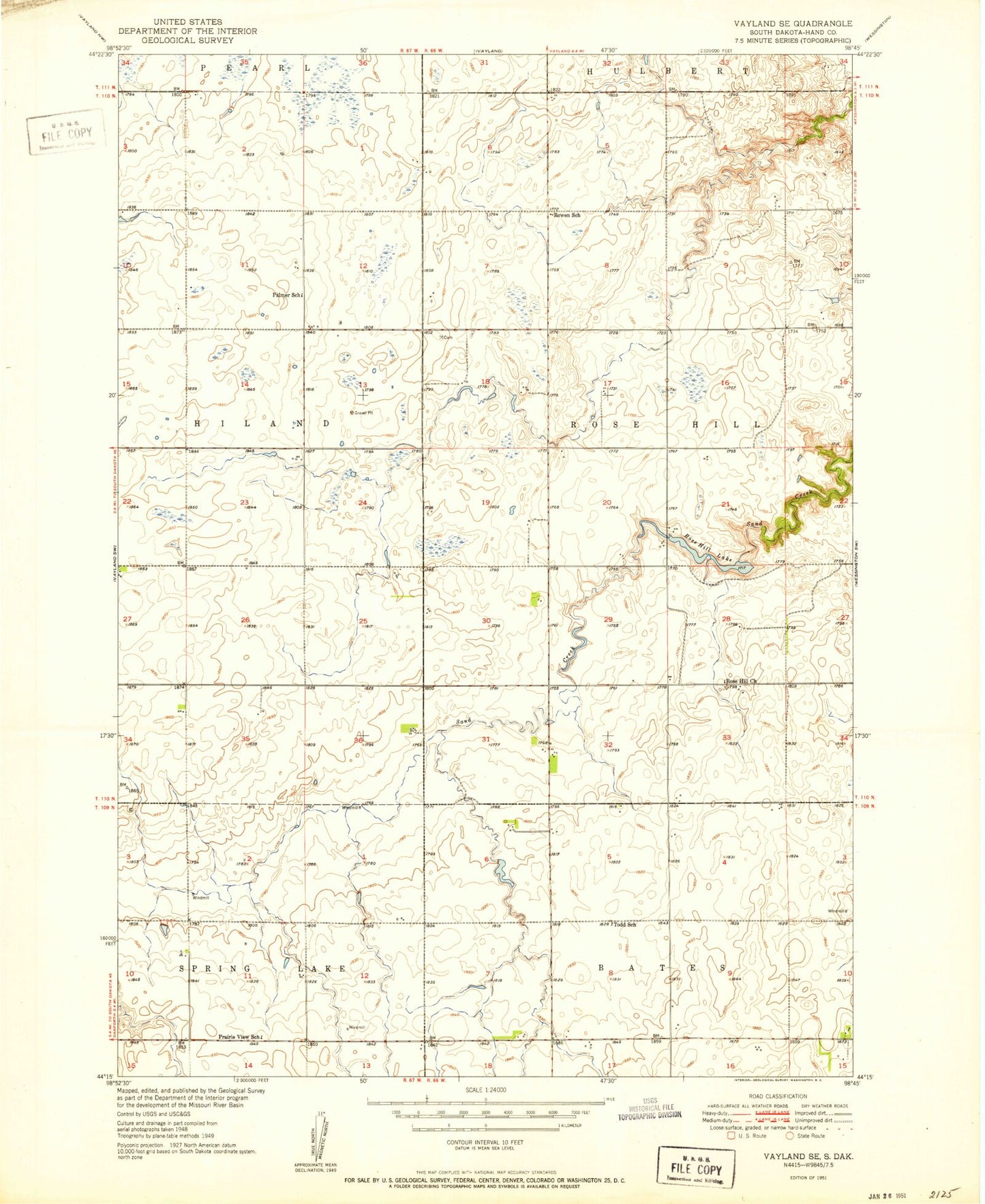 Classic USGS Vayland SE South Dakota 7.5'x7.5' Topo Map Image