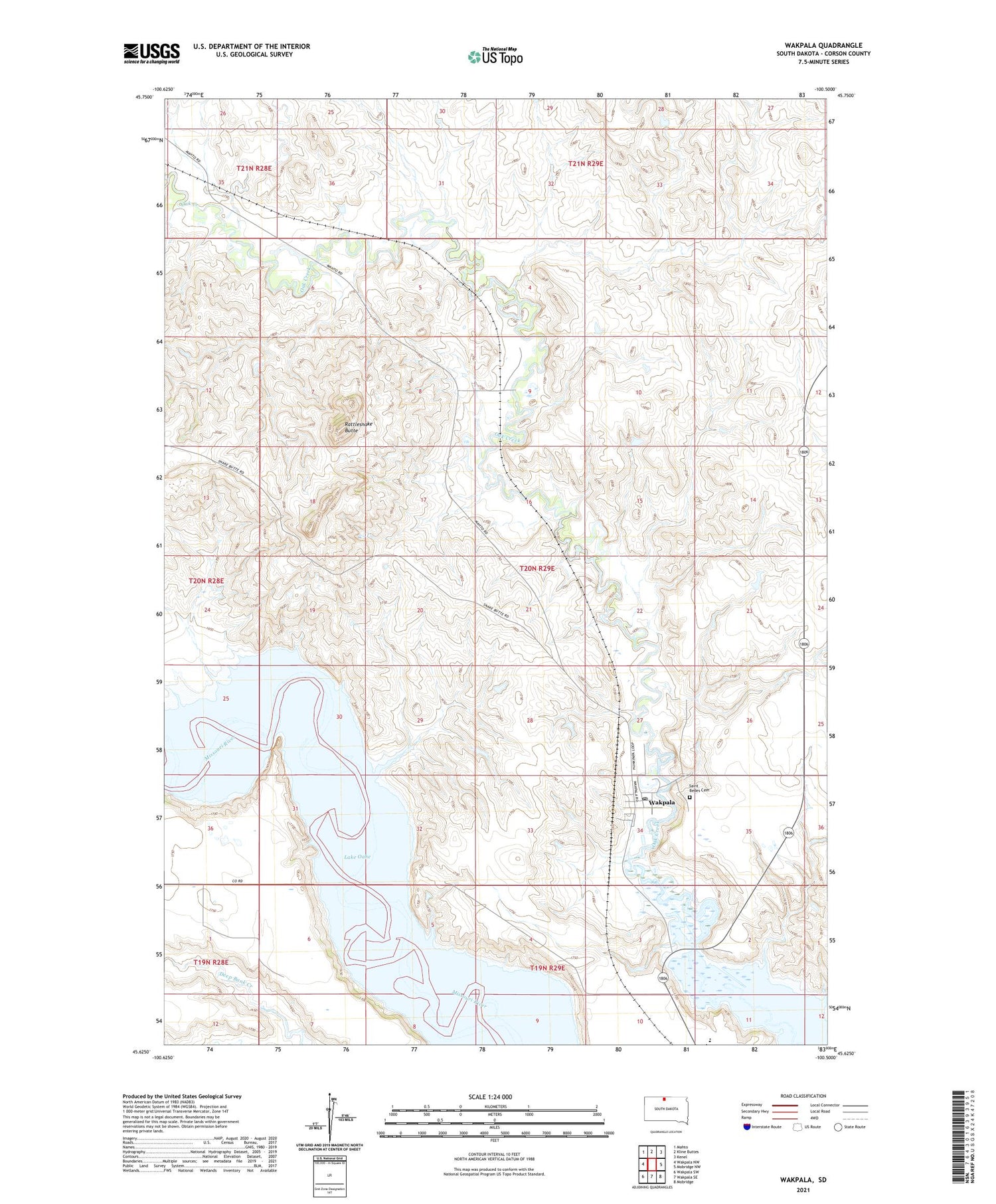 Wakpala South Dakota US Topo Map Image