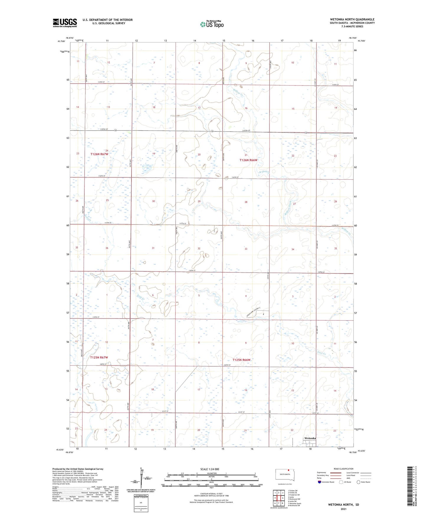 Wetonka North South Dakota US Topo Map Image