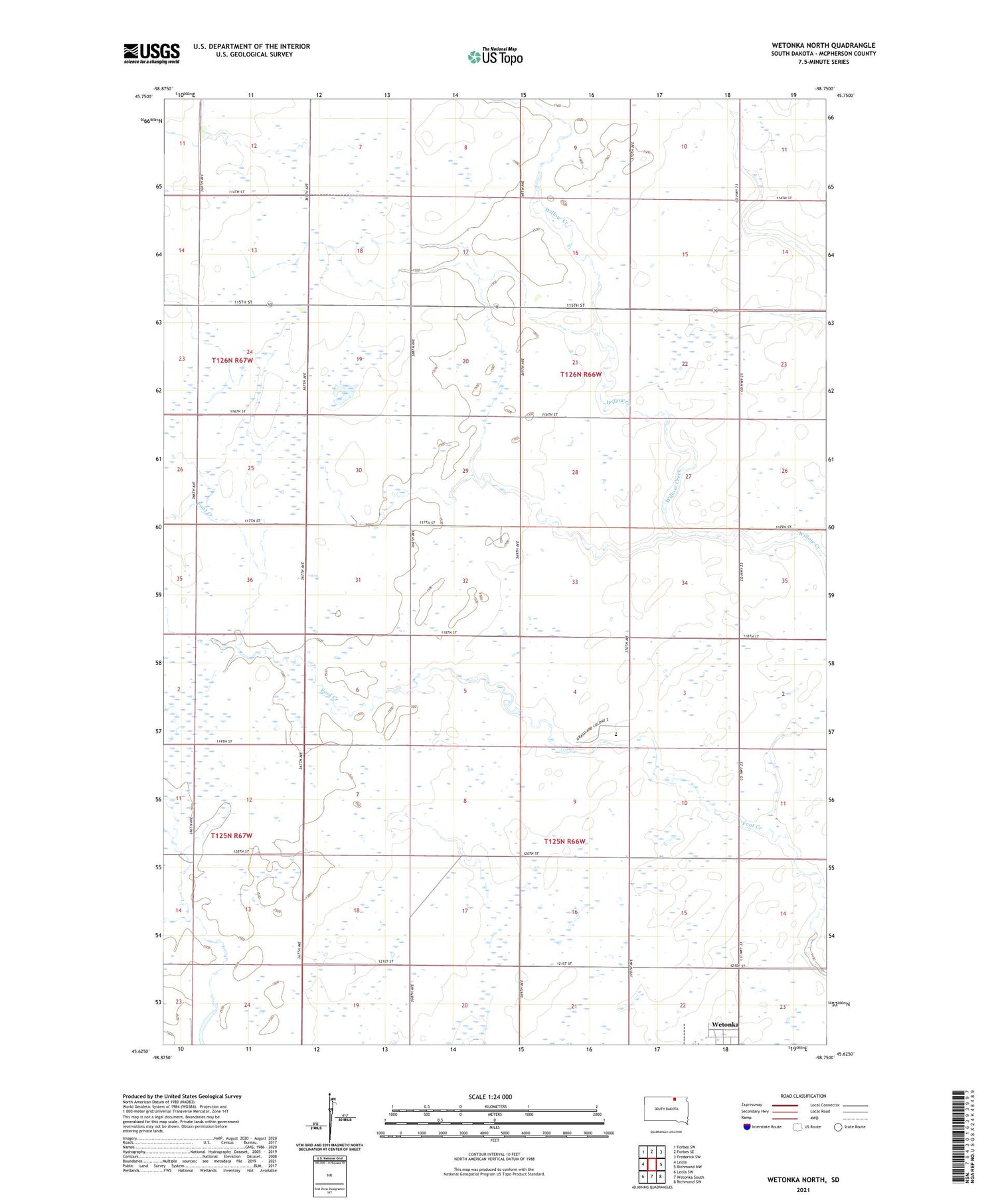 Wetonka North South Dakota US Topo Map Image