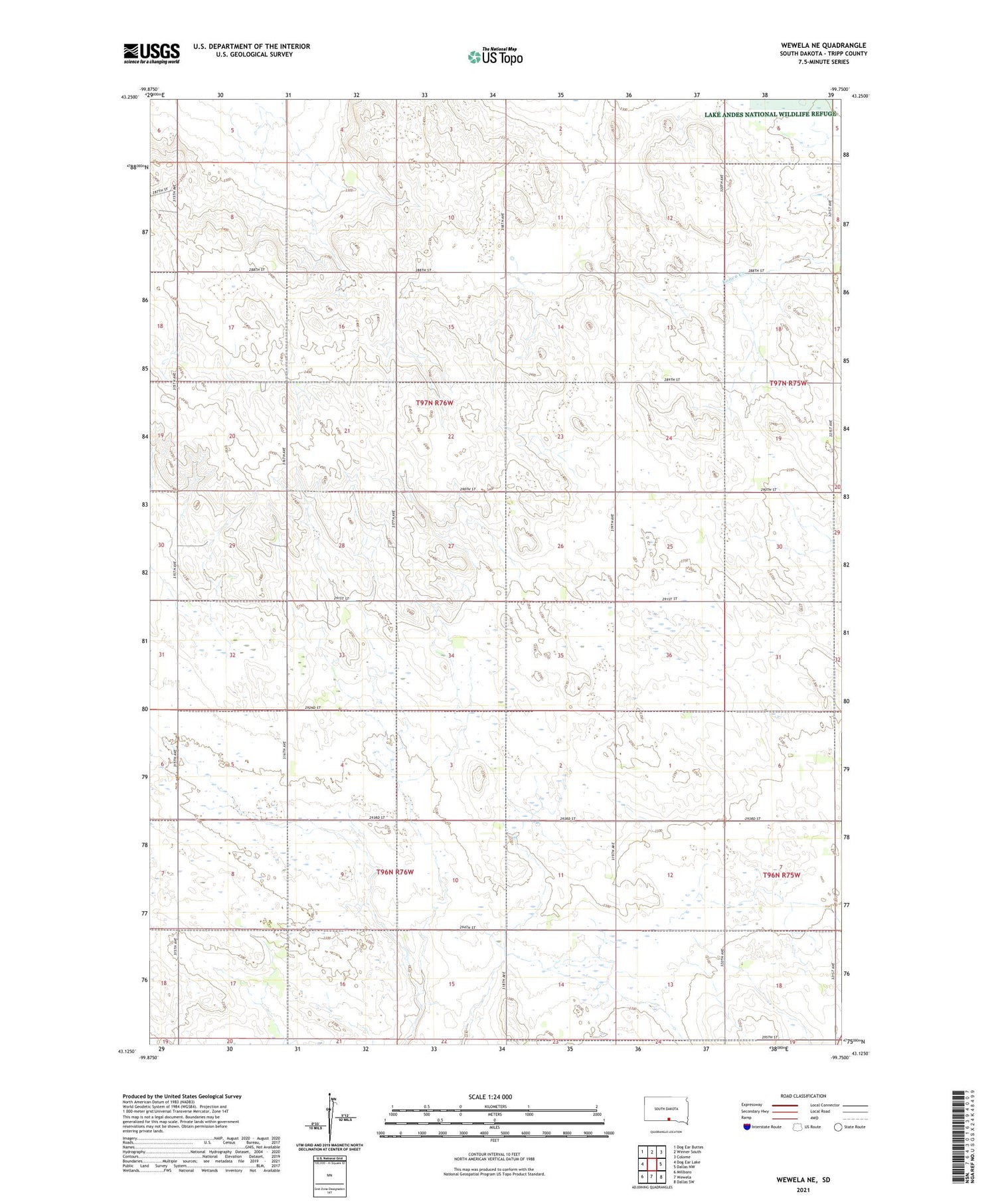 Wewela NE South Dakota US Topo Map Image