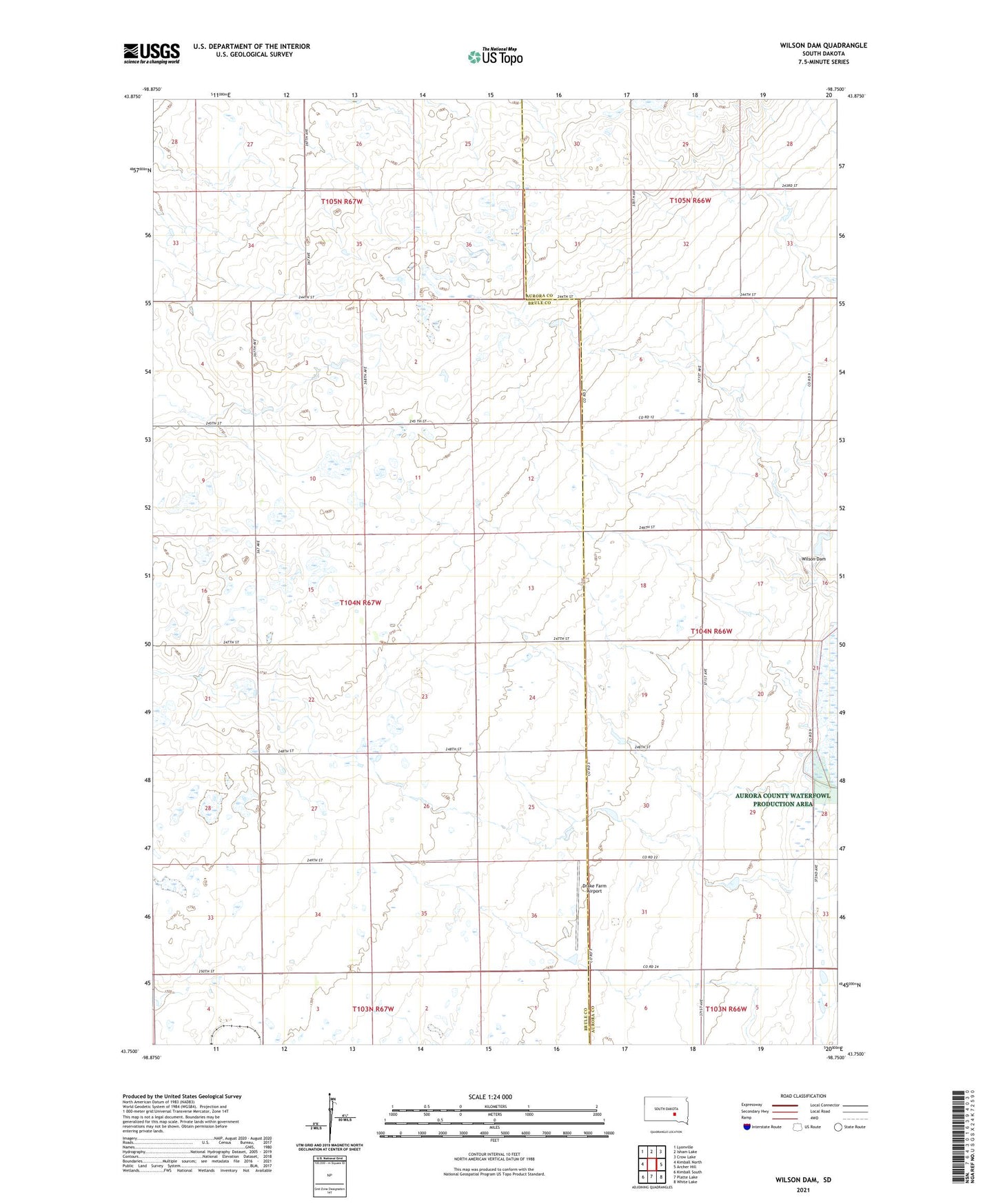 Wilson Dam South Dakota US Topo Map Image