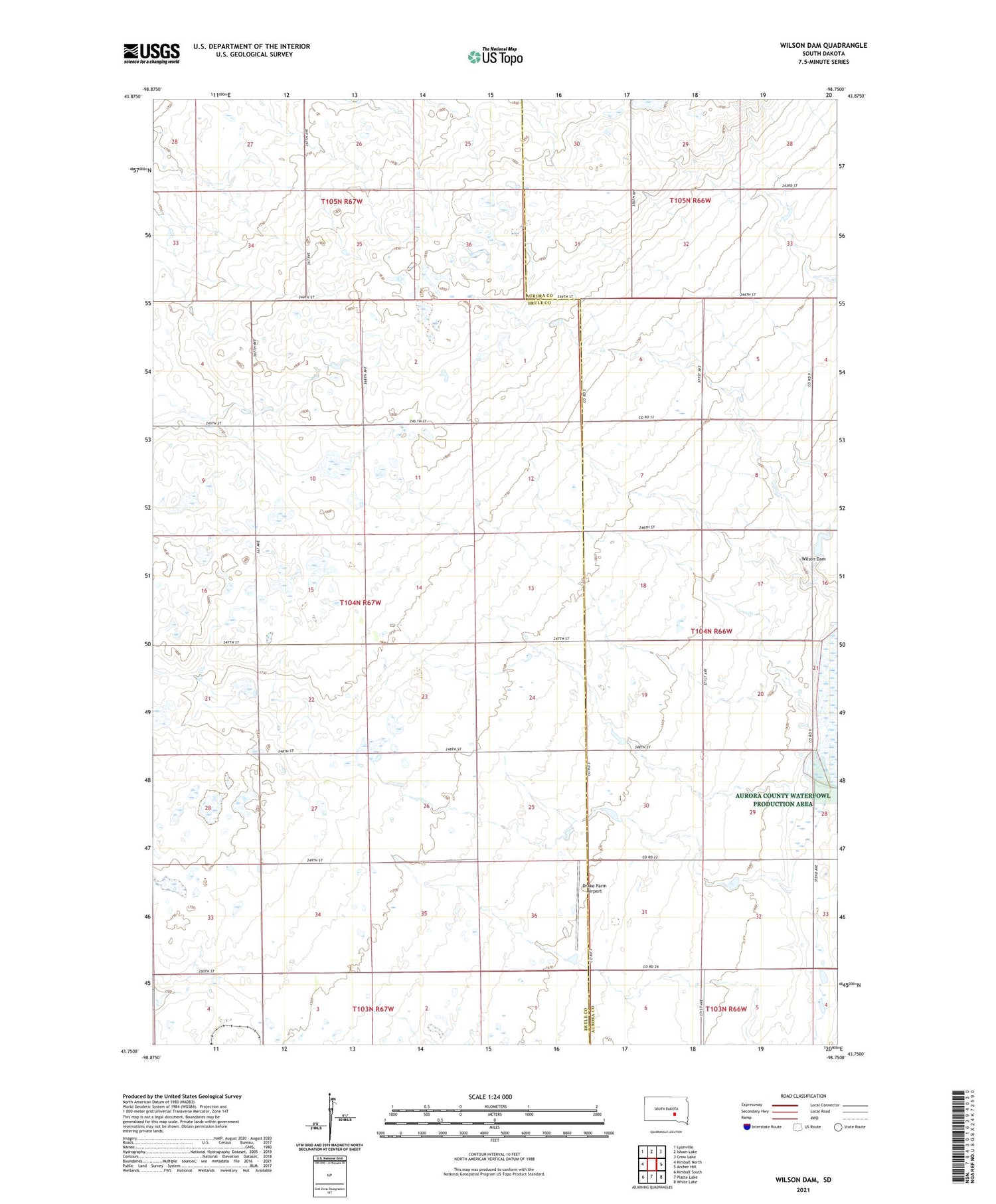Wilson Dam South Dakota US Topo Map Image