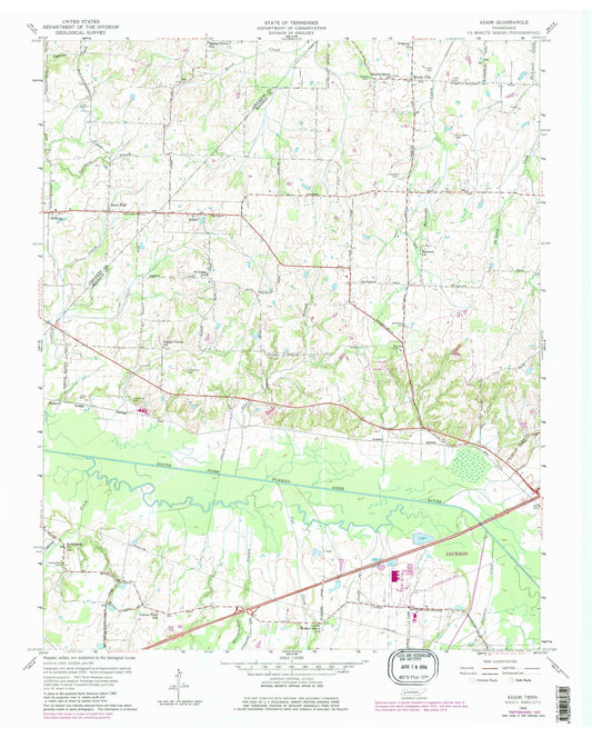 Classic USGS Adair Tennessee 7.5'x7.5' Topo Map Image