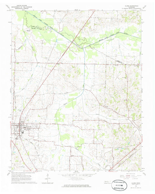 Classic USGS Alamo Tennessee 7.5'x7.5' Topo Map Image