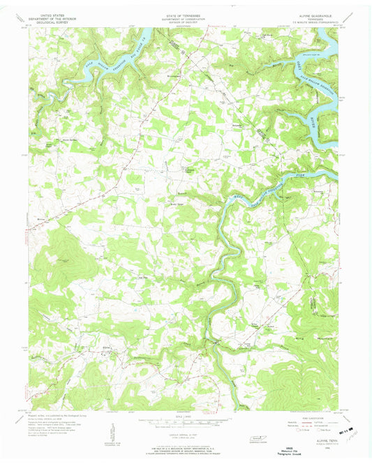 Classic USGS Alpine Tennessee 7.5'x7.5' Topo Map Image