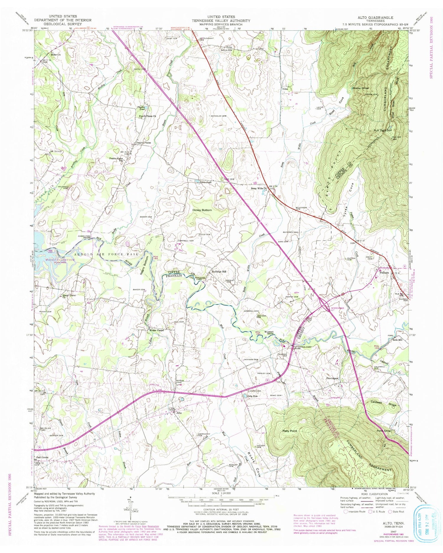 Classic USGS Alto Tennessee 7.5'x7.5' Topo Map Image