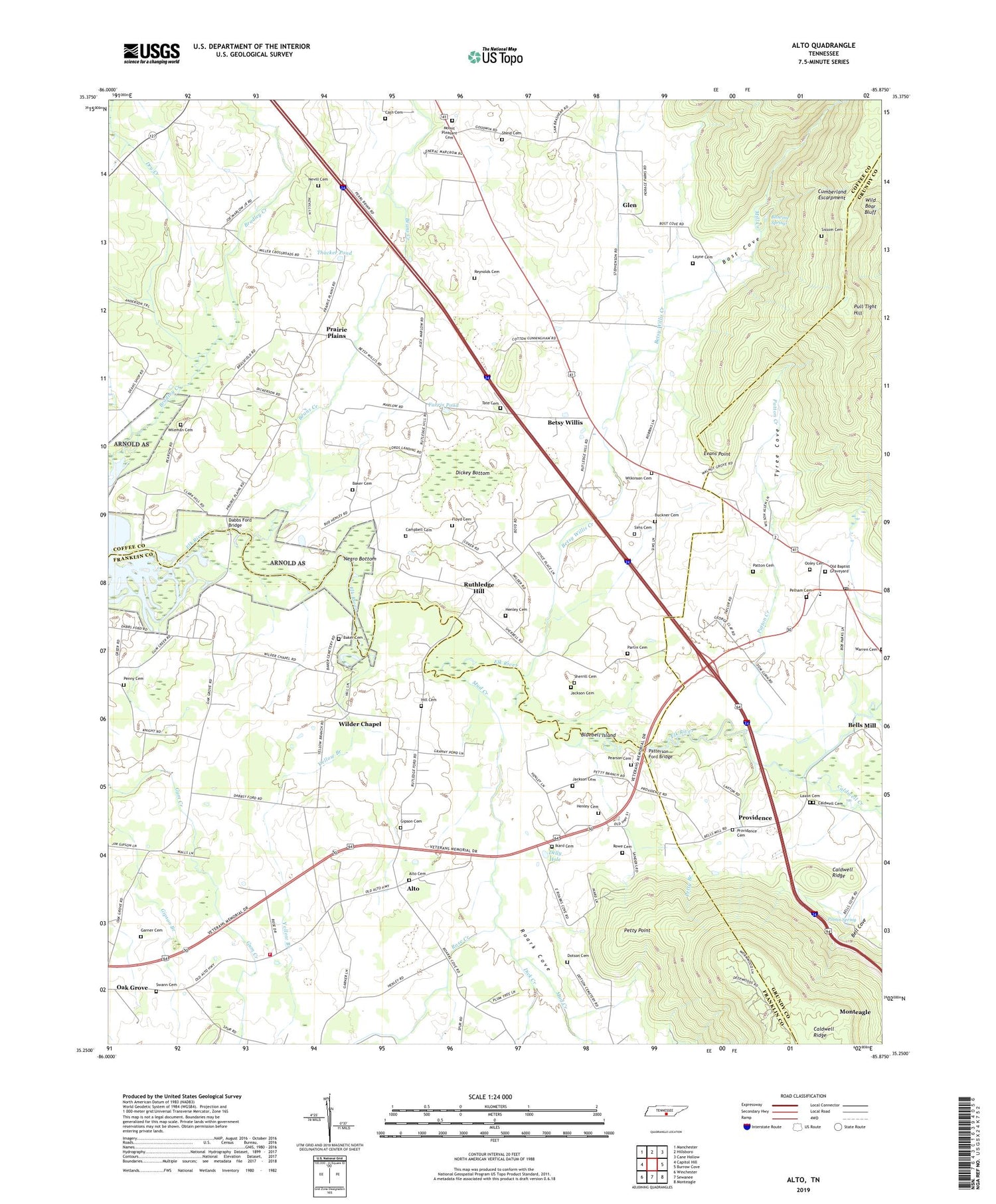 Alto Tennessee US Topo Map Image