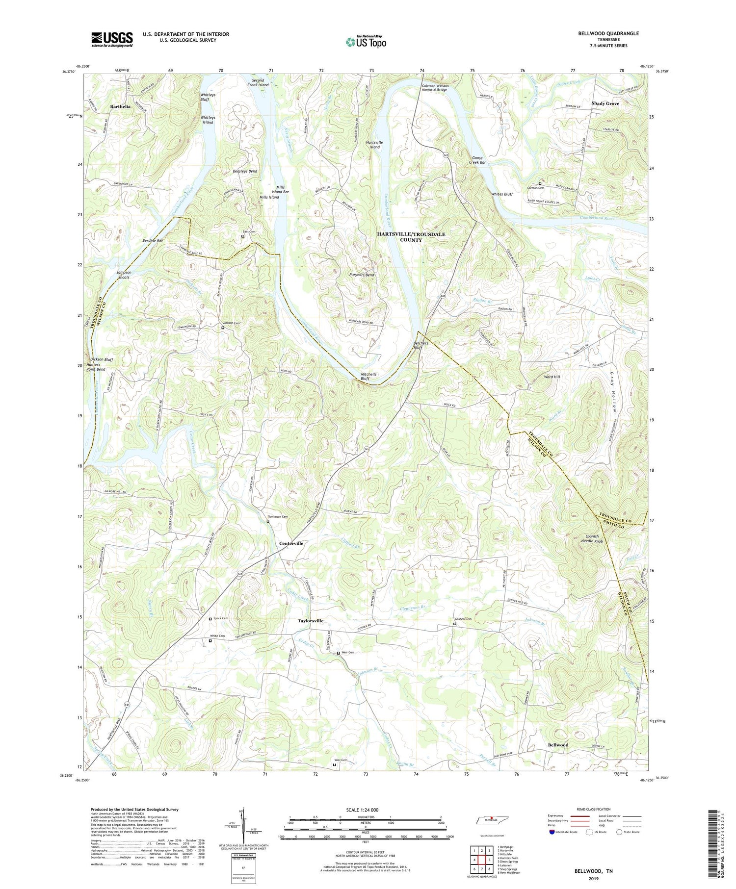 Bellwood Tennessee US Topo Map Image